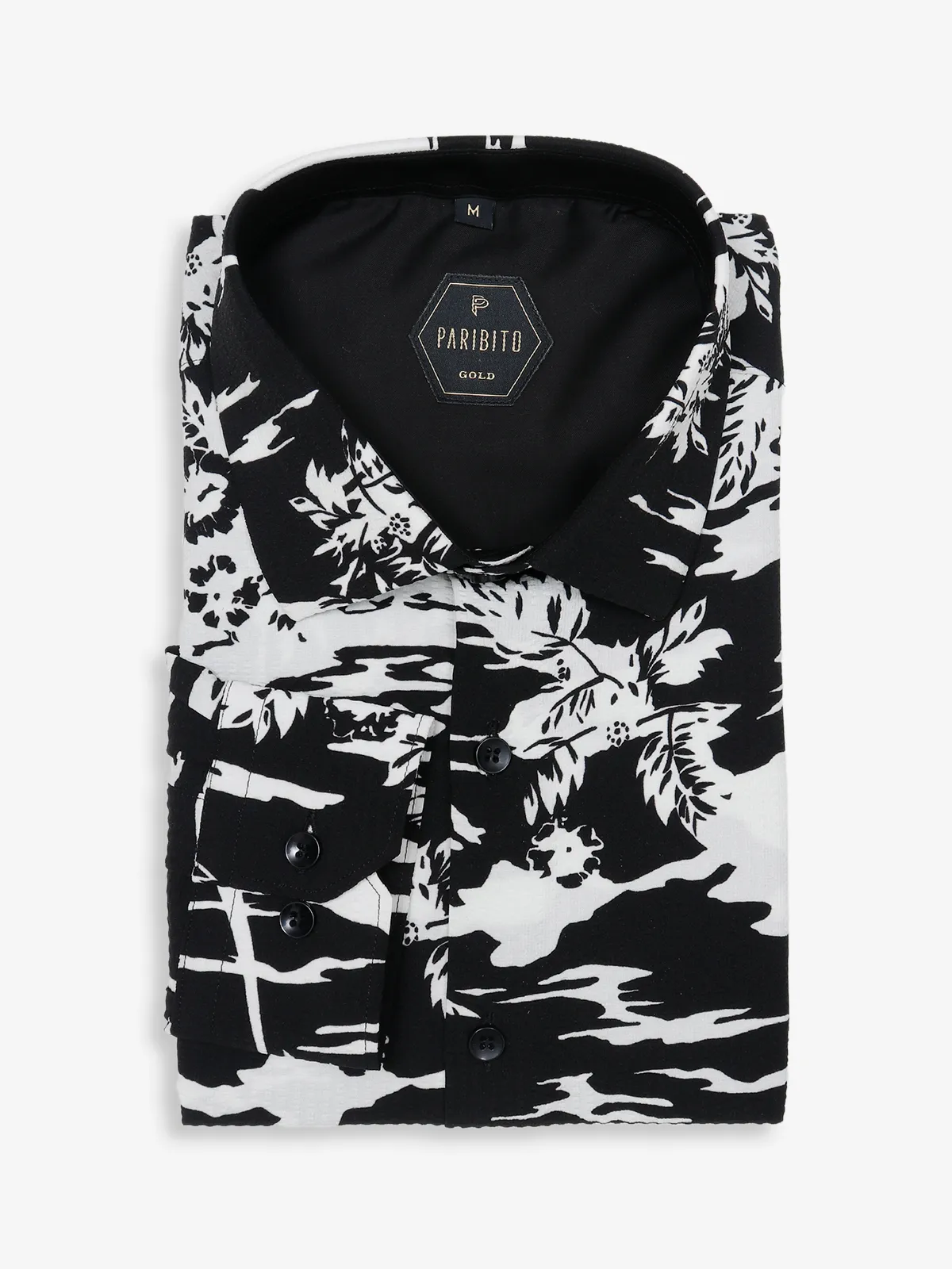 Paribito black printed shirt for party