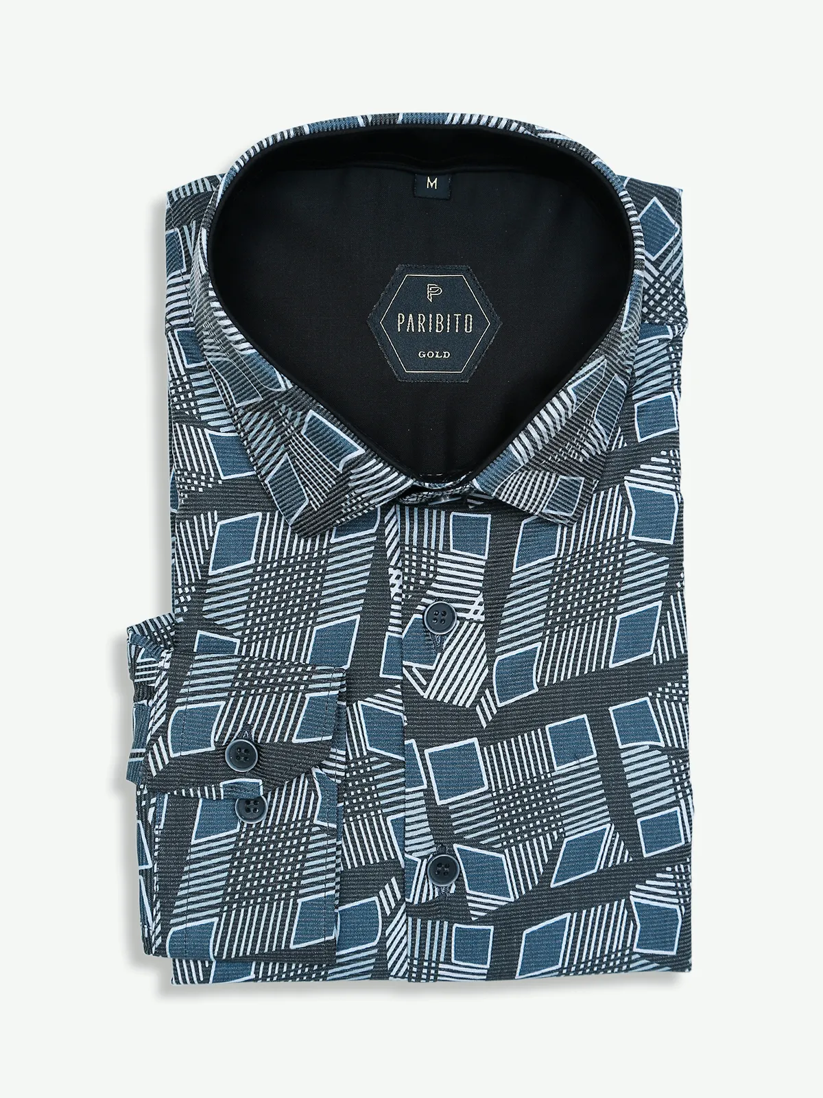 Paribito cotton grey shirt in printed