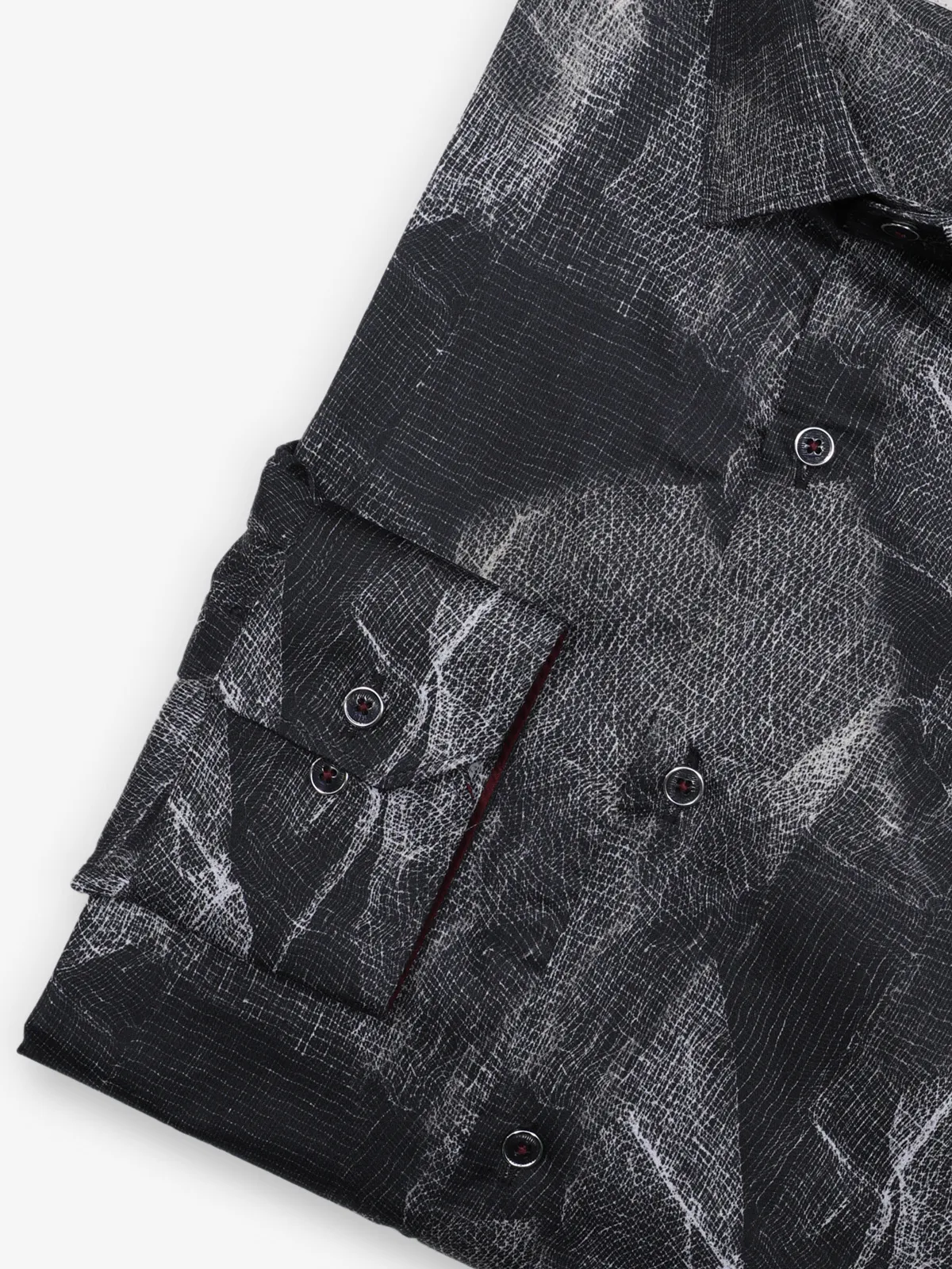 Party style black cotton shirt for men