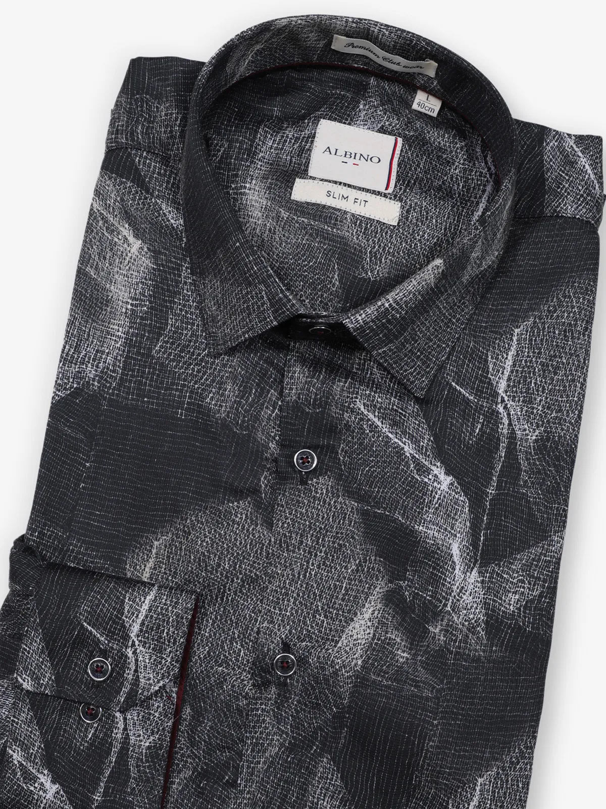 Party style black cotton shirt for men