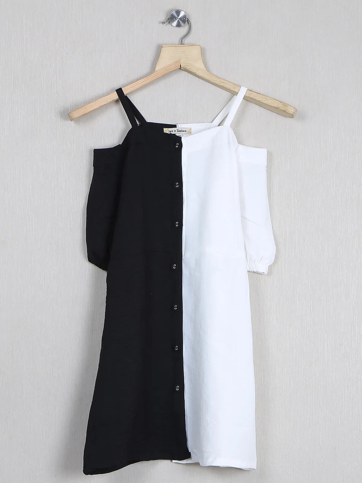Leo N Babes party wear black and white cotton girls frock