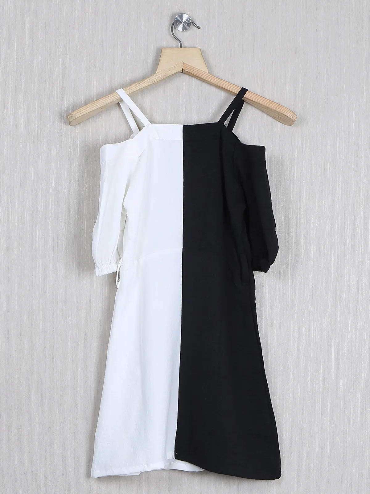 Leo N Babes party wear black and white cotton girls frock