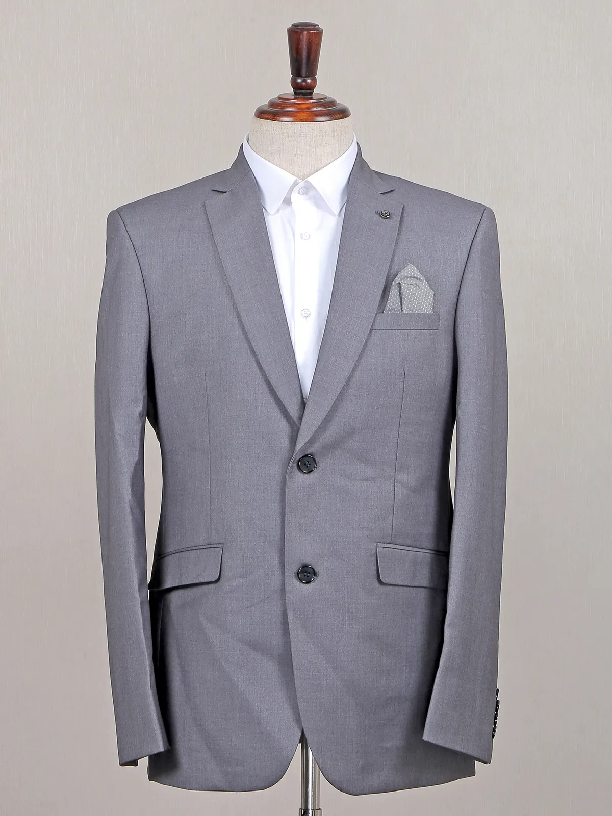 Party wear grey solid terry rayon blazer