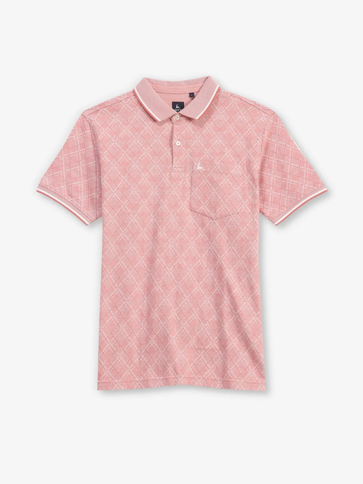 PARX printed pink cotton polo t-shirt