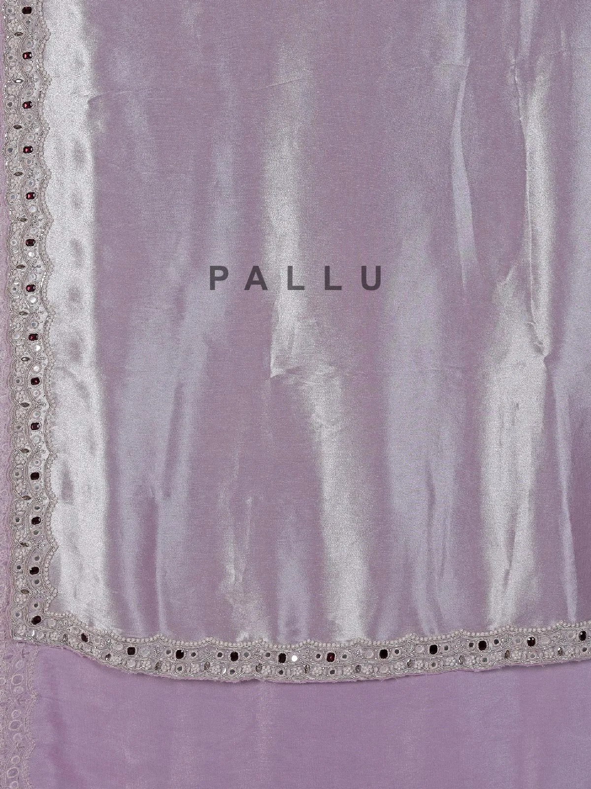 Pastel purple tissue silk saree with stone highlights