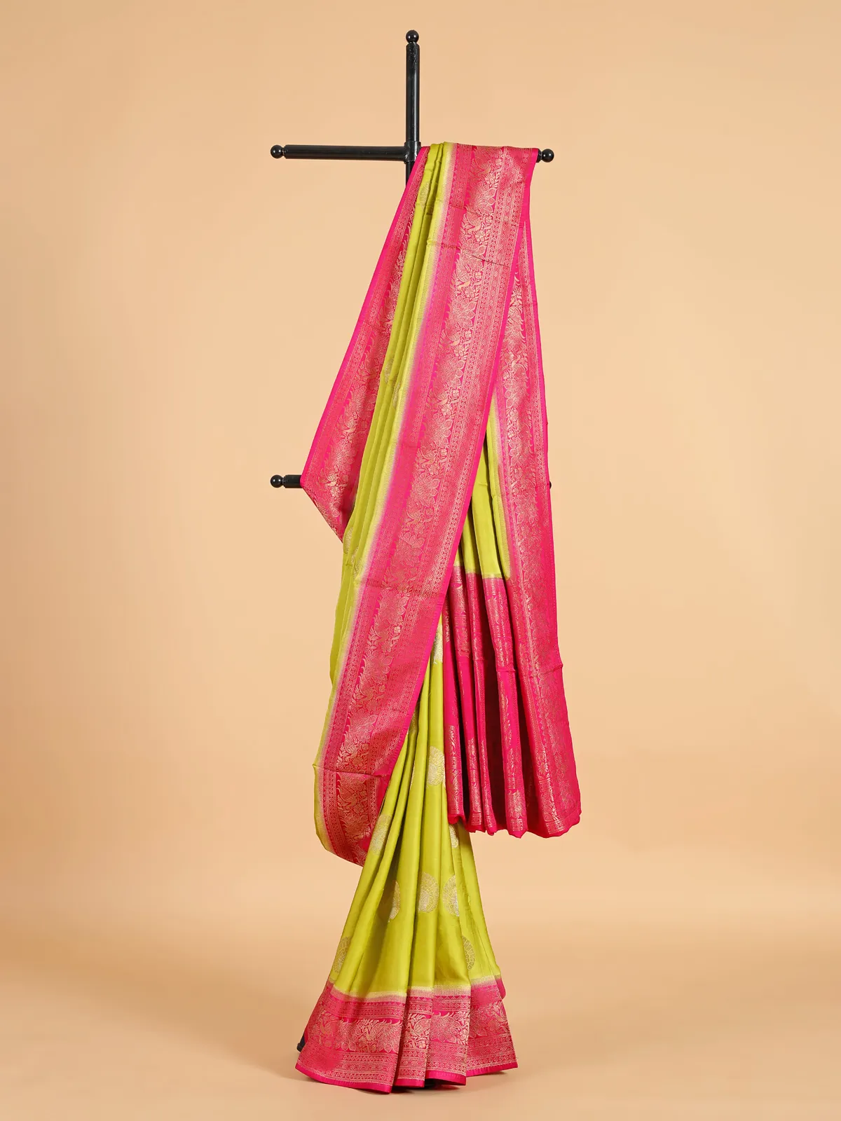 Patola printed silk light green saree