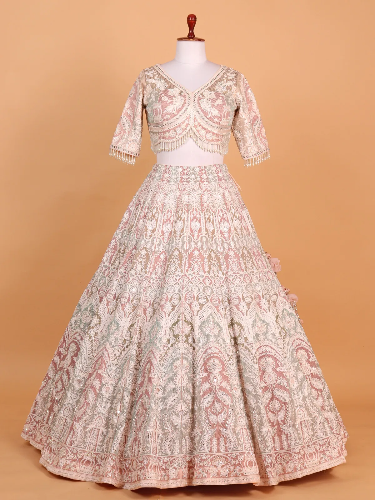 Peach perfection cotton silk lehenga choli for wedding