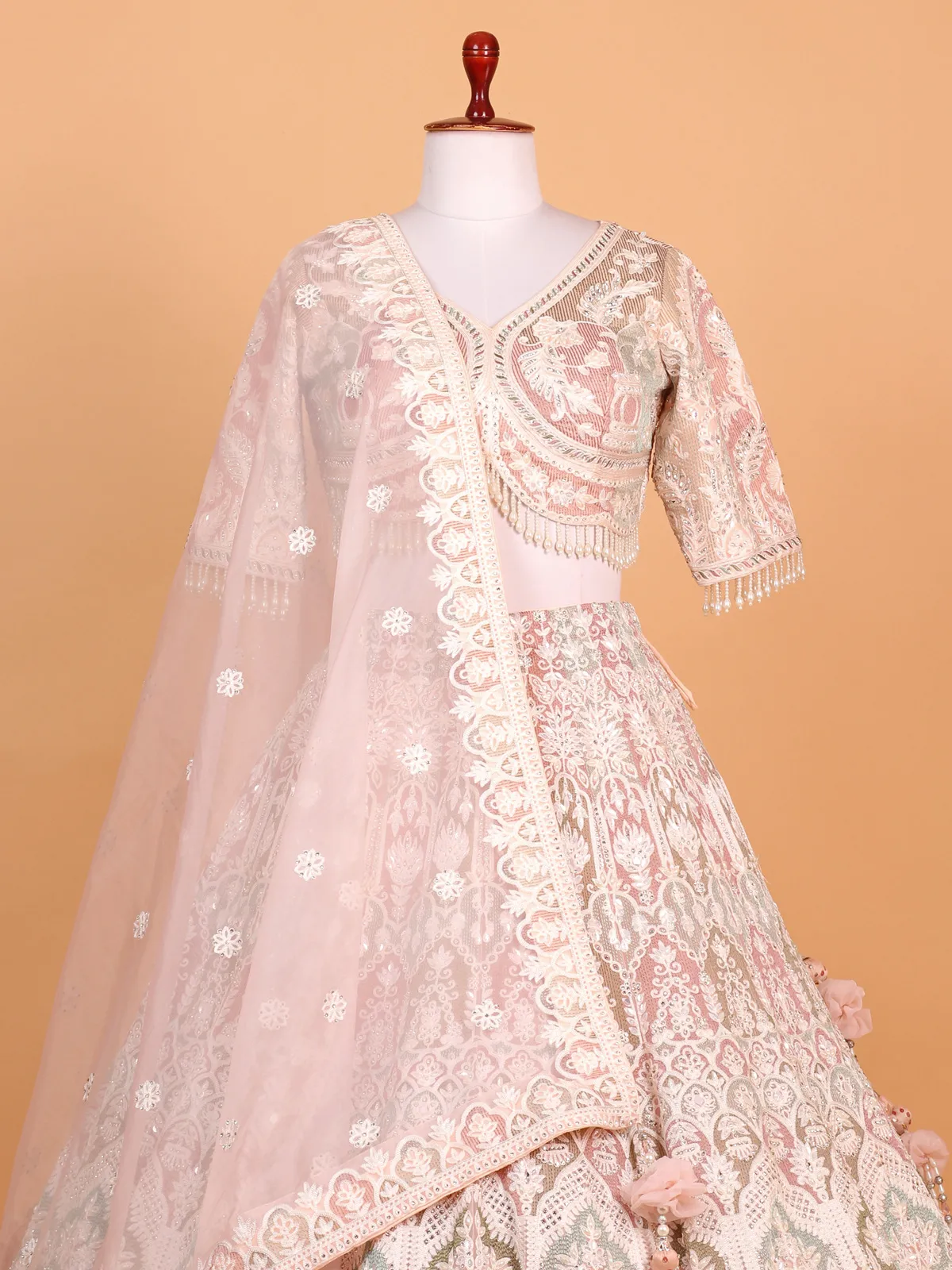 Peach perfection cotton silk lehenga choli for wedding