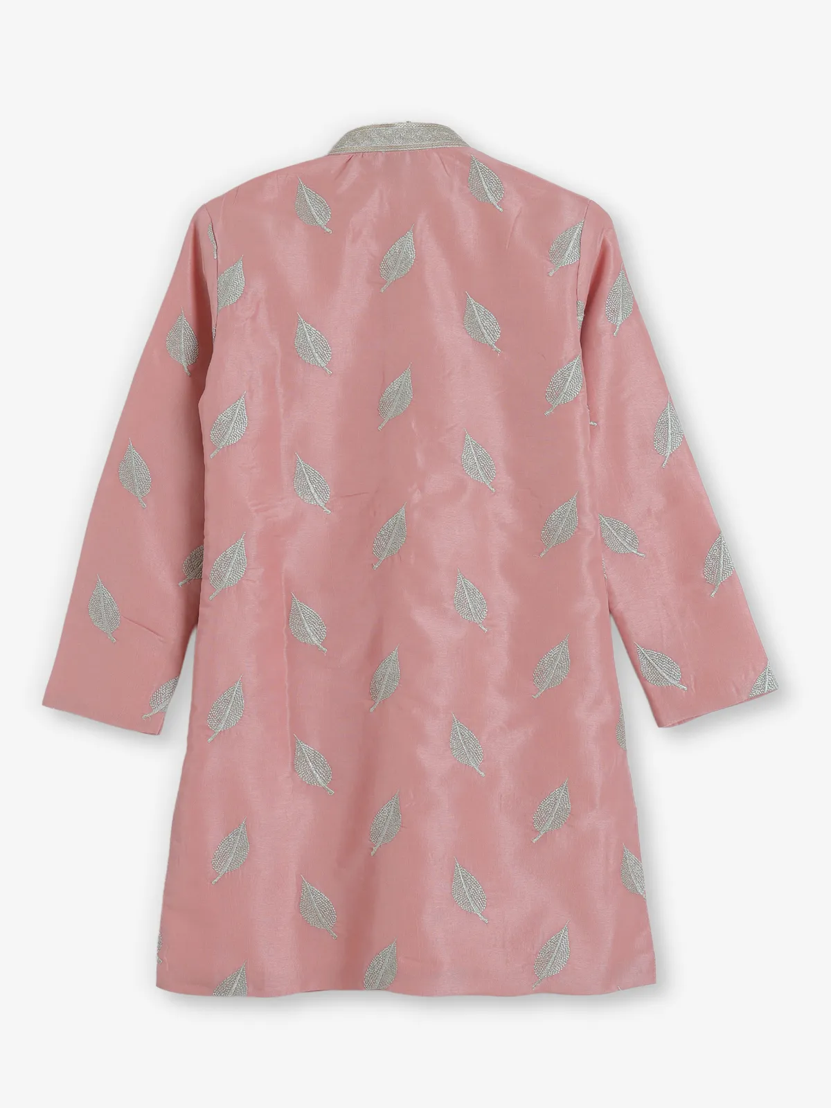 Peach silk embroidered work wedding kurta suit