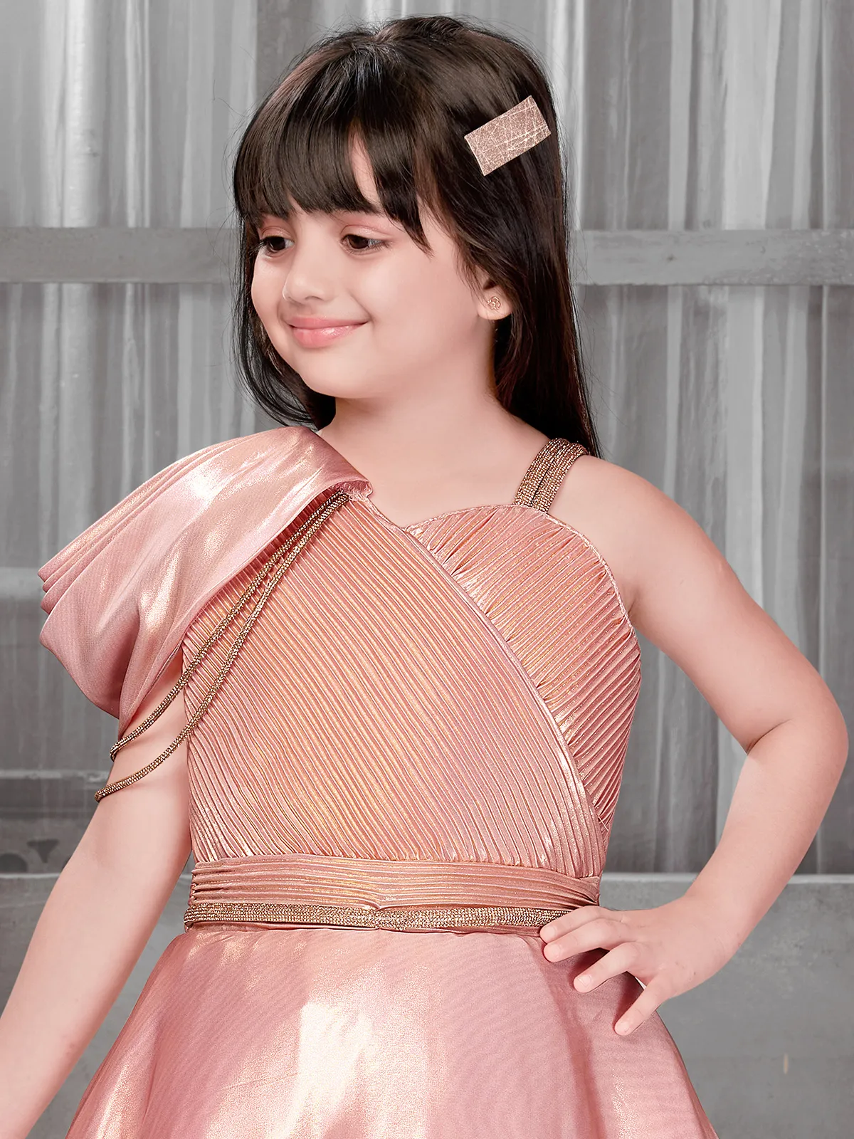 Peach silk frock for little princess