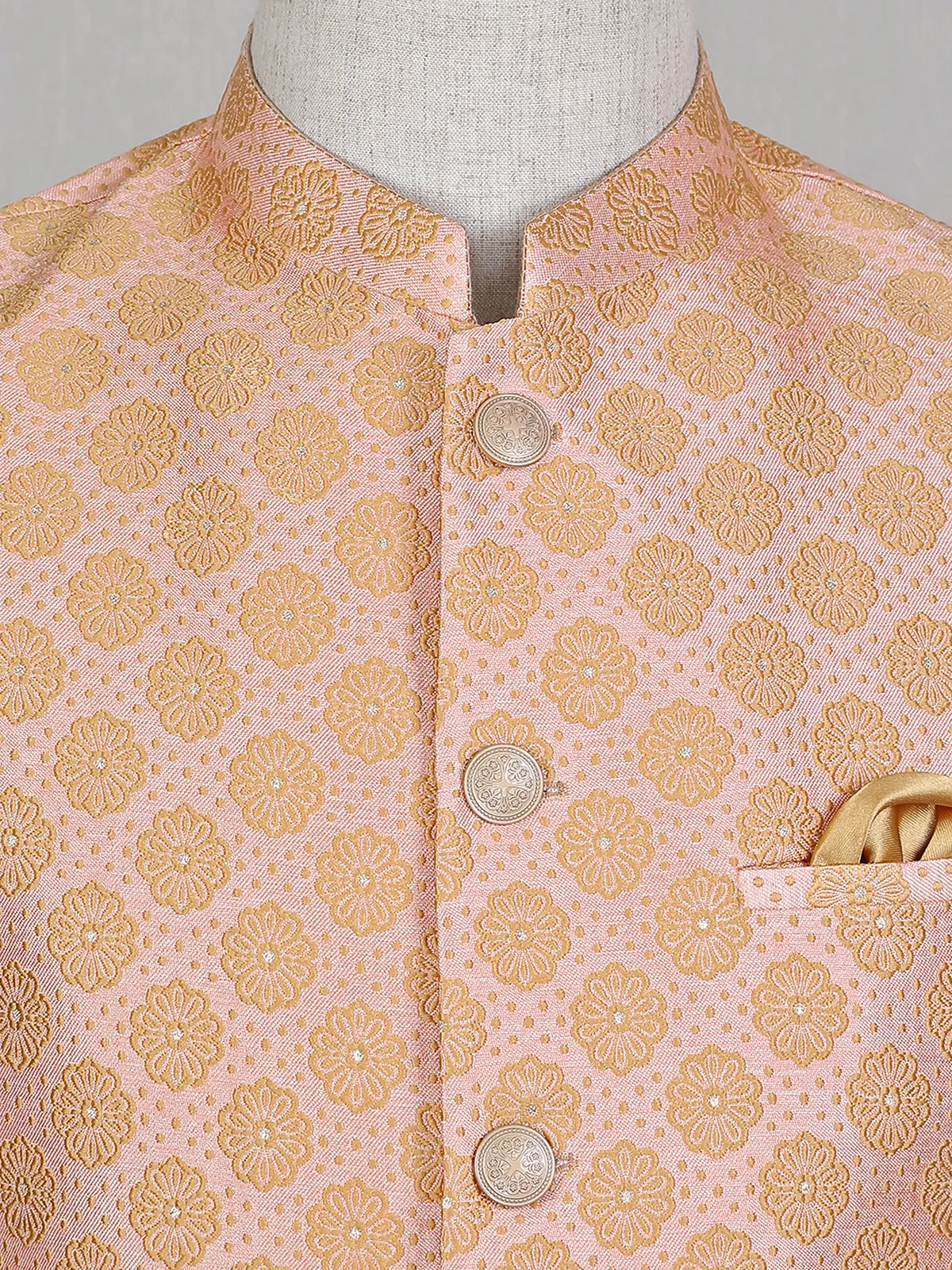 Peach silk mens party wear waistcoat