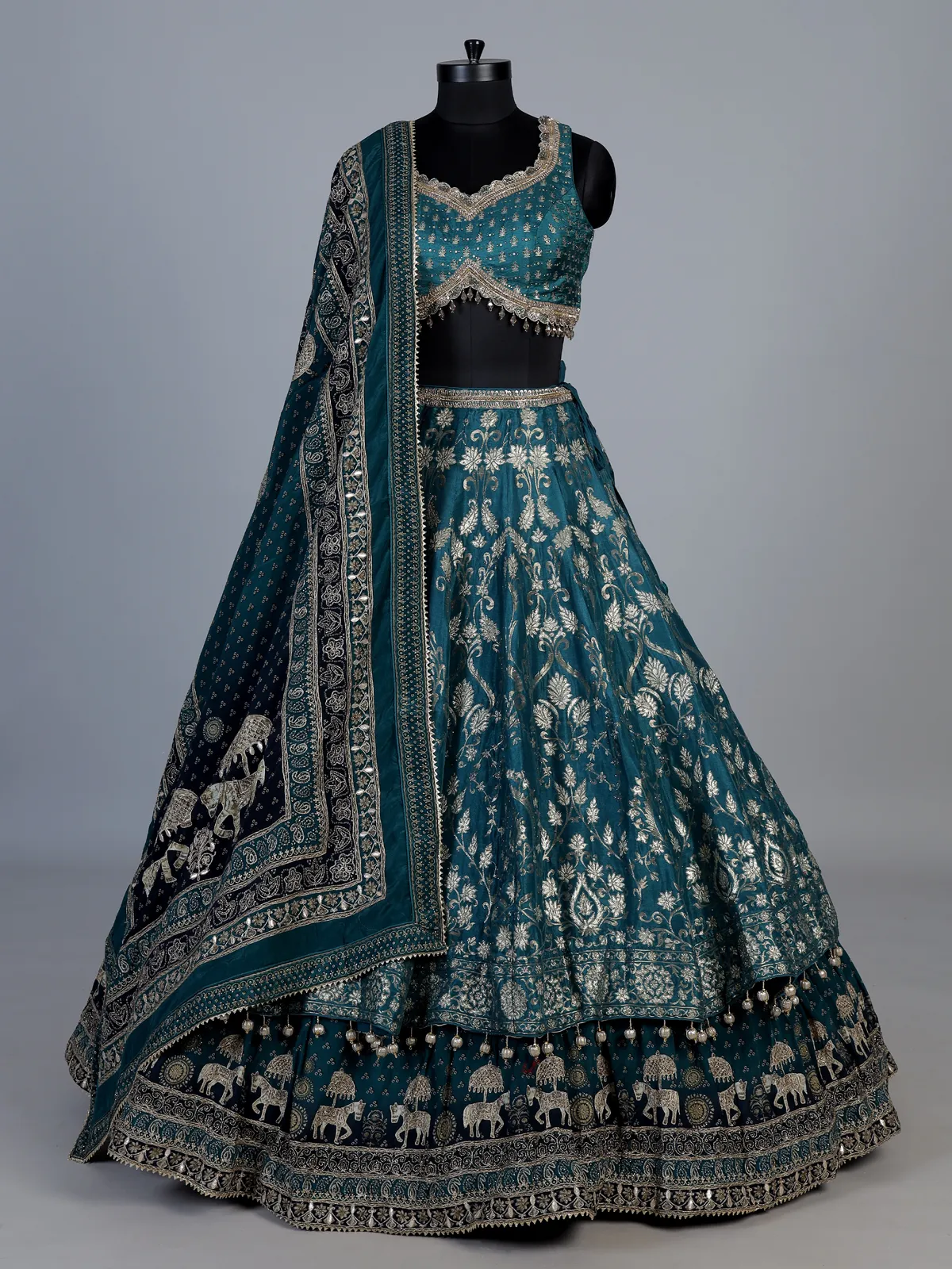 Peacock green banarasi silk lehenga choli