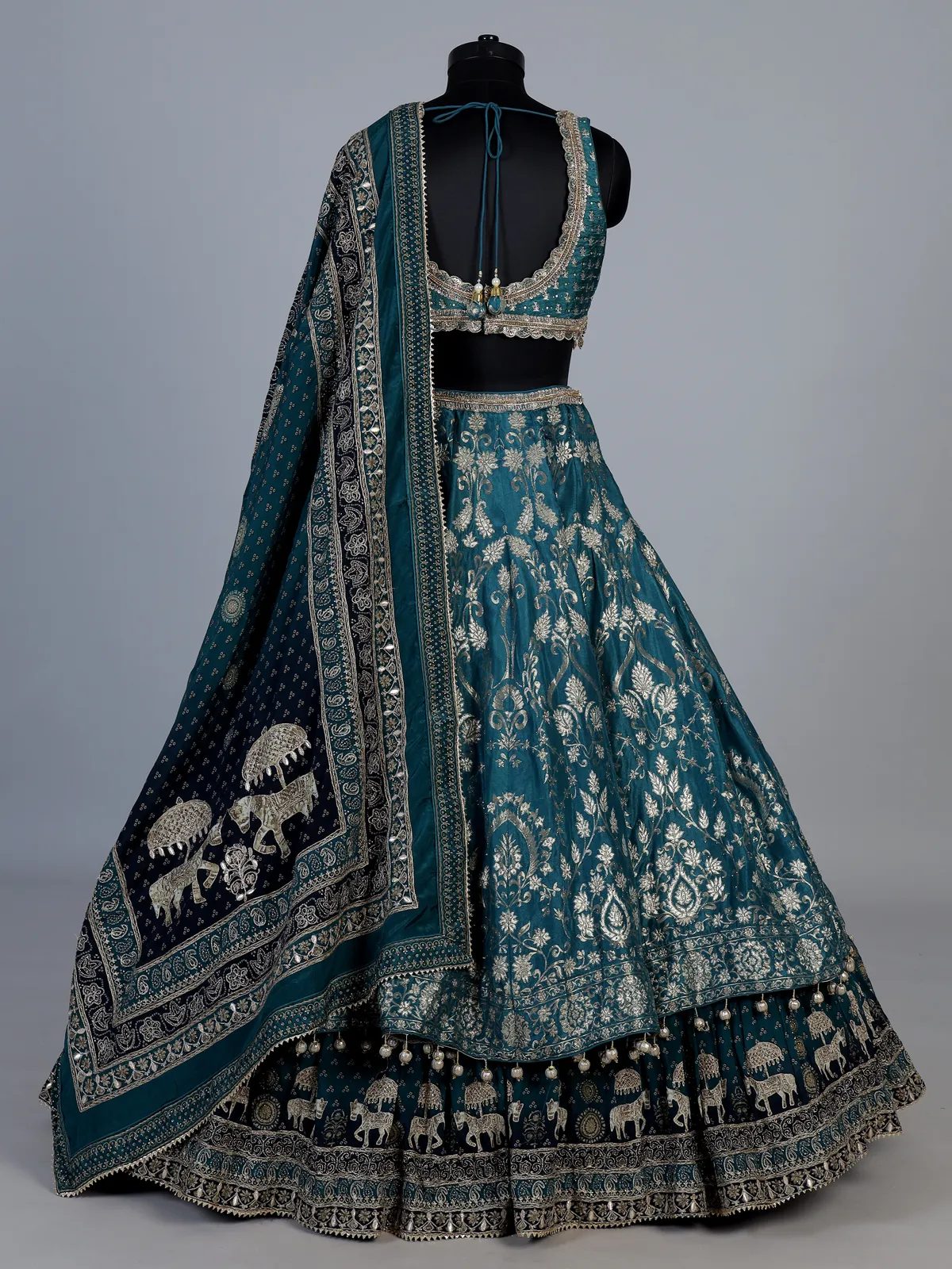 Peacock green banarasi silk lehenga choli