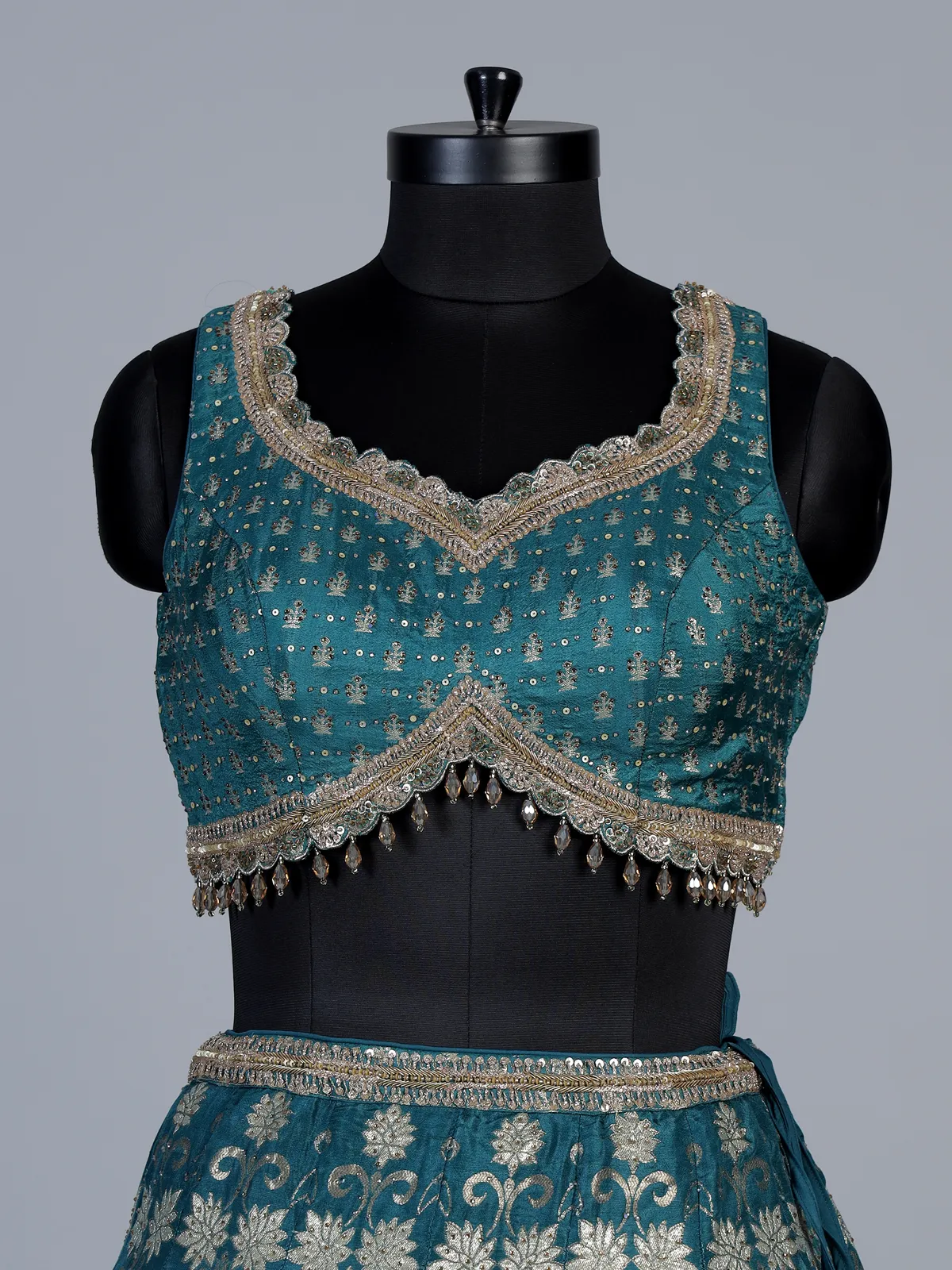 Peacock green banarasi silk lehenga choli