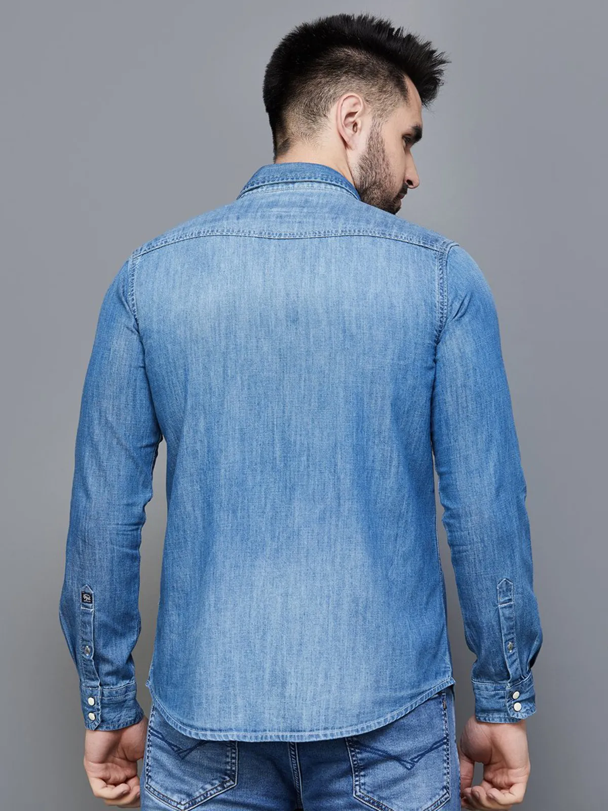 Pepe Jeans blue washed denim shirt