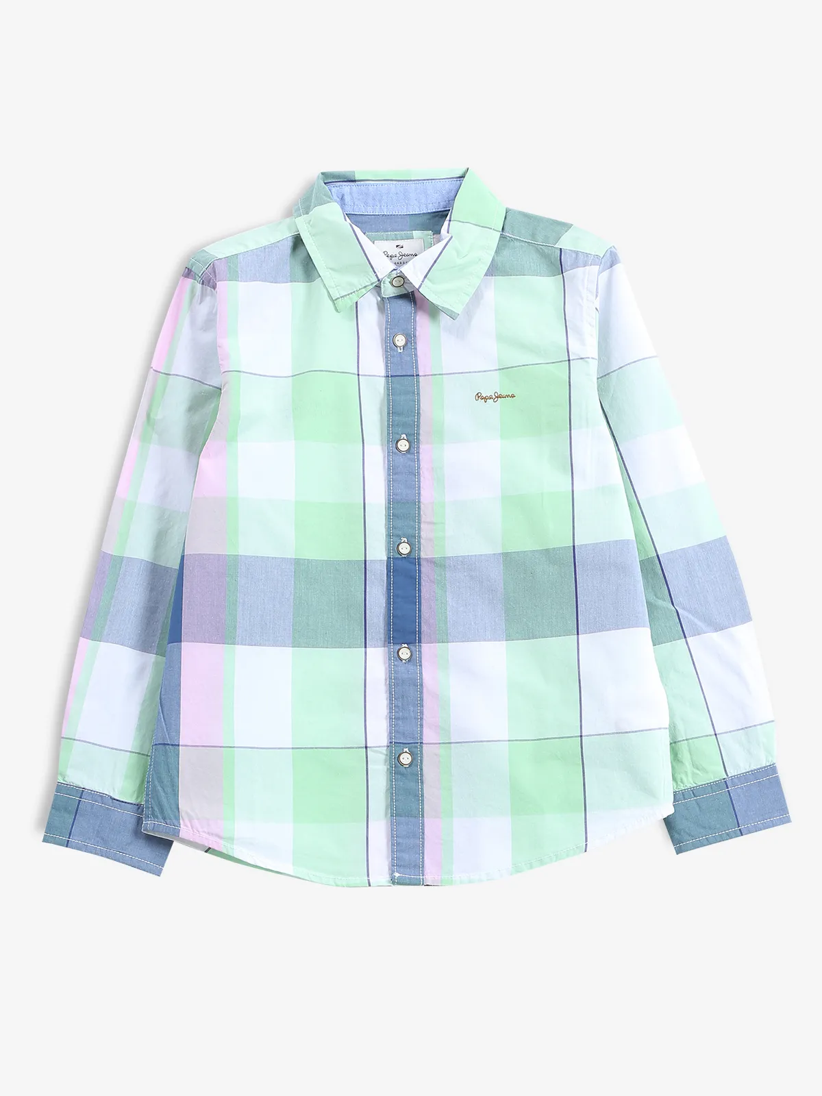 PEPE JEANS light green checks regular fit shirt