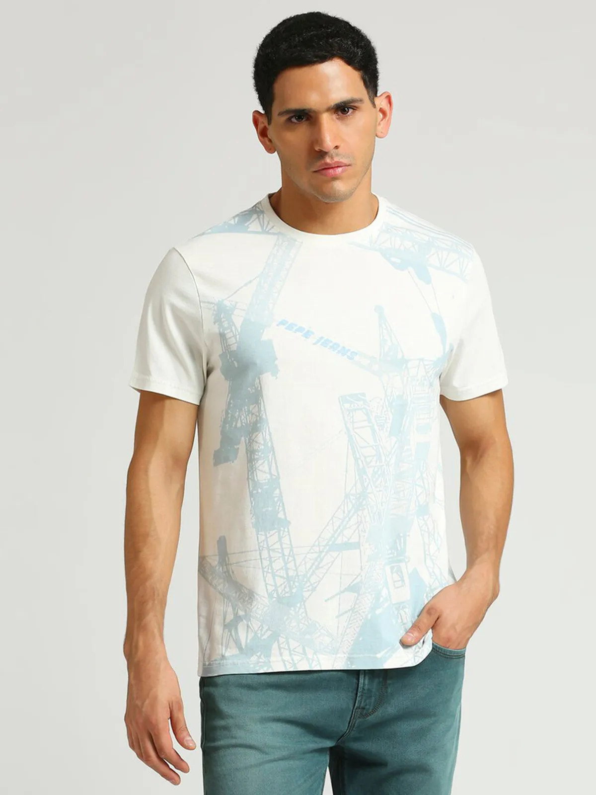 PEPE JEANS off-white printed t-shirt