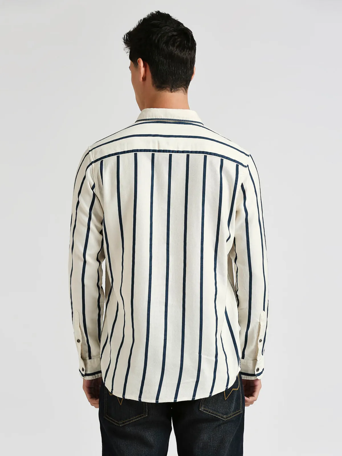 PEPE JEANS off-white stripe cotton shirt