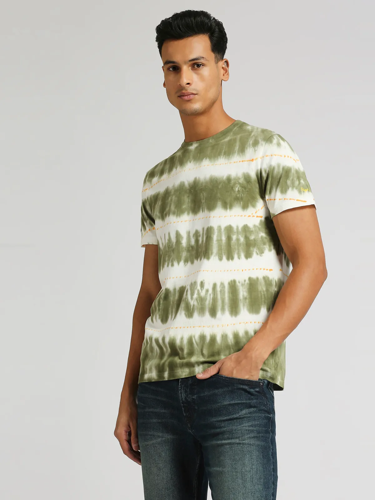 PEPE JEANS olive tie-dye cotton t-shirt