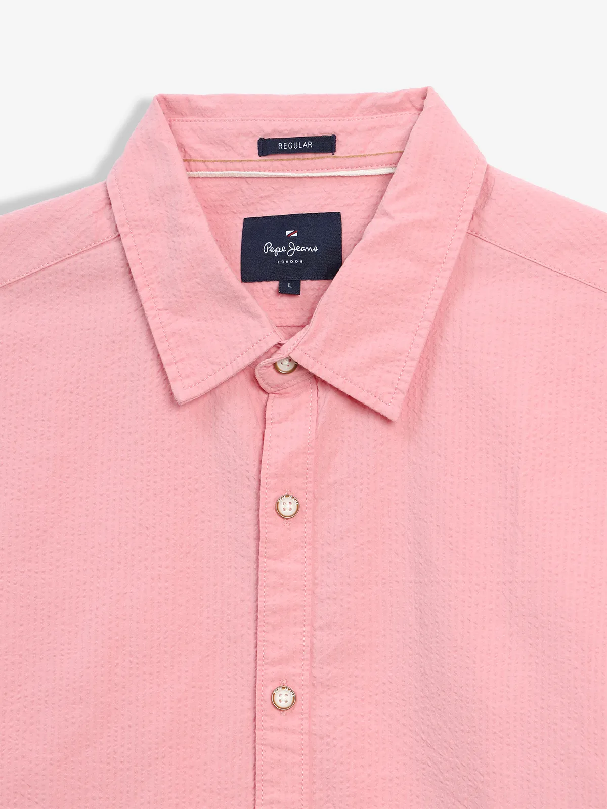 PEPE JEANS pink texture regular fit shirt