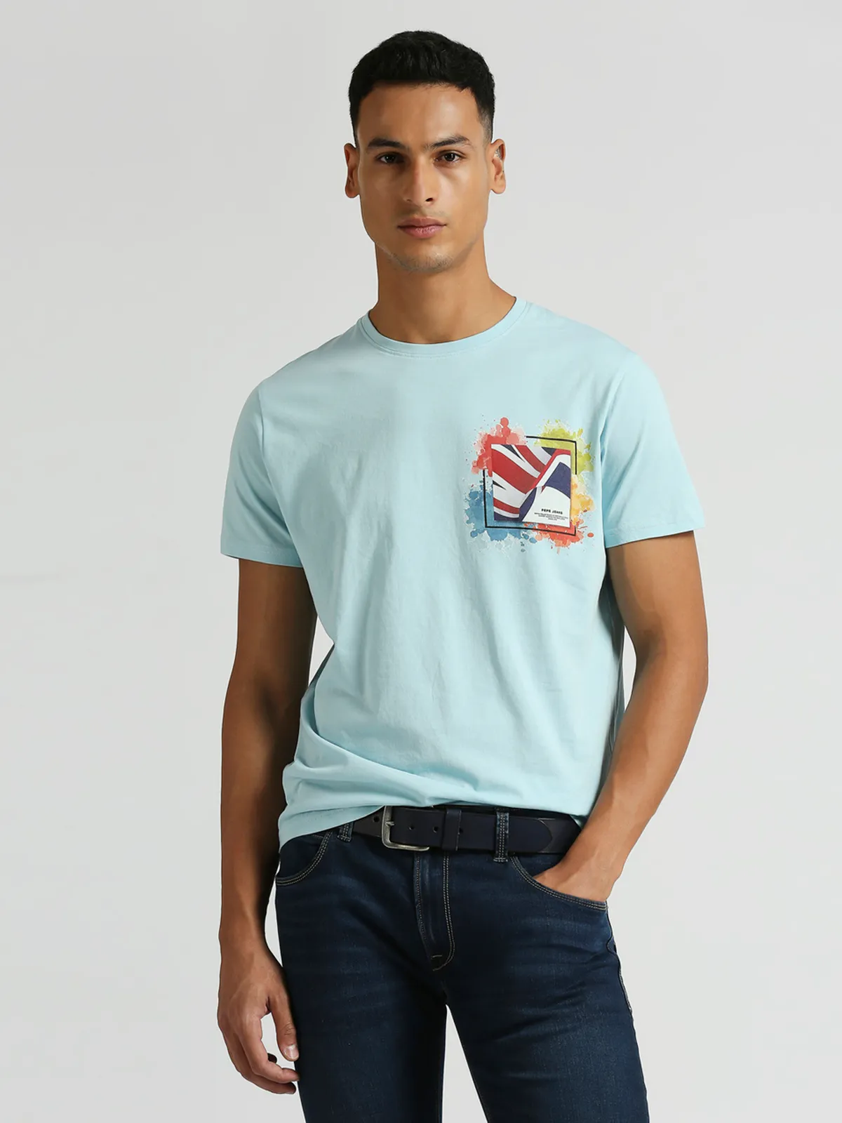 PEPE JEANS sky blue cotton printed t-shirt