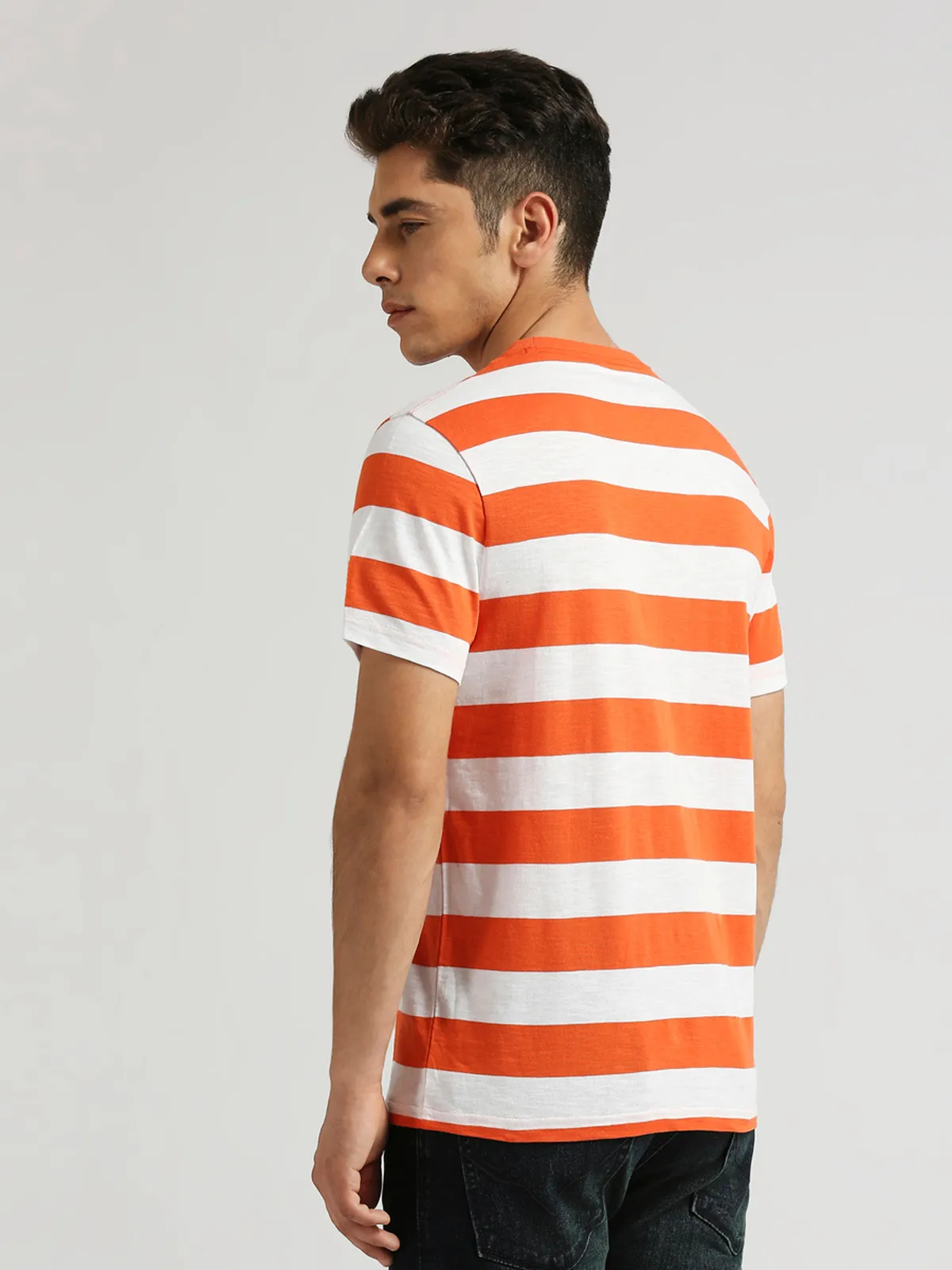 PEPE JEANS white and orange stripe t-shirt