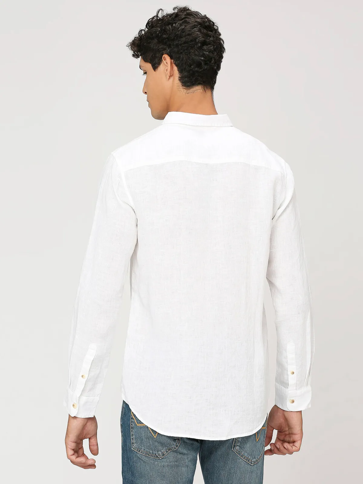 Pepe Jeans white linen plain shirt