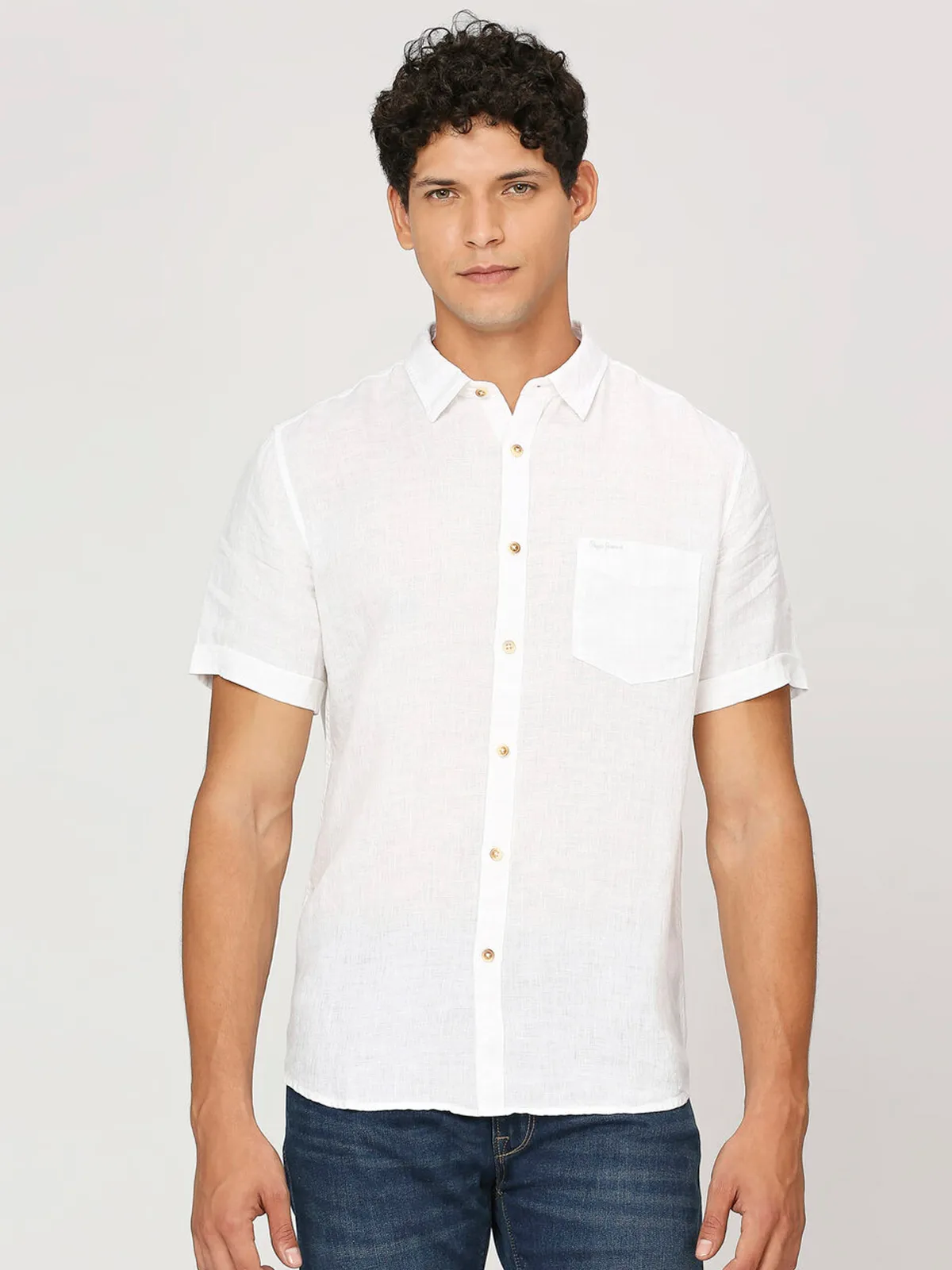 PEPE JEANS white linen shirt