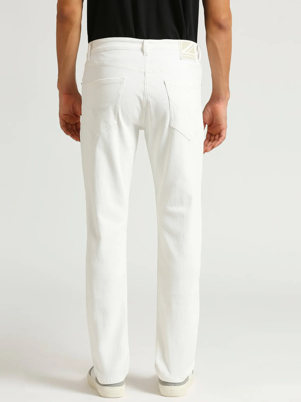 PEPE JEANS white solid straight jeans