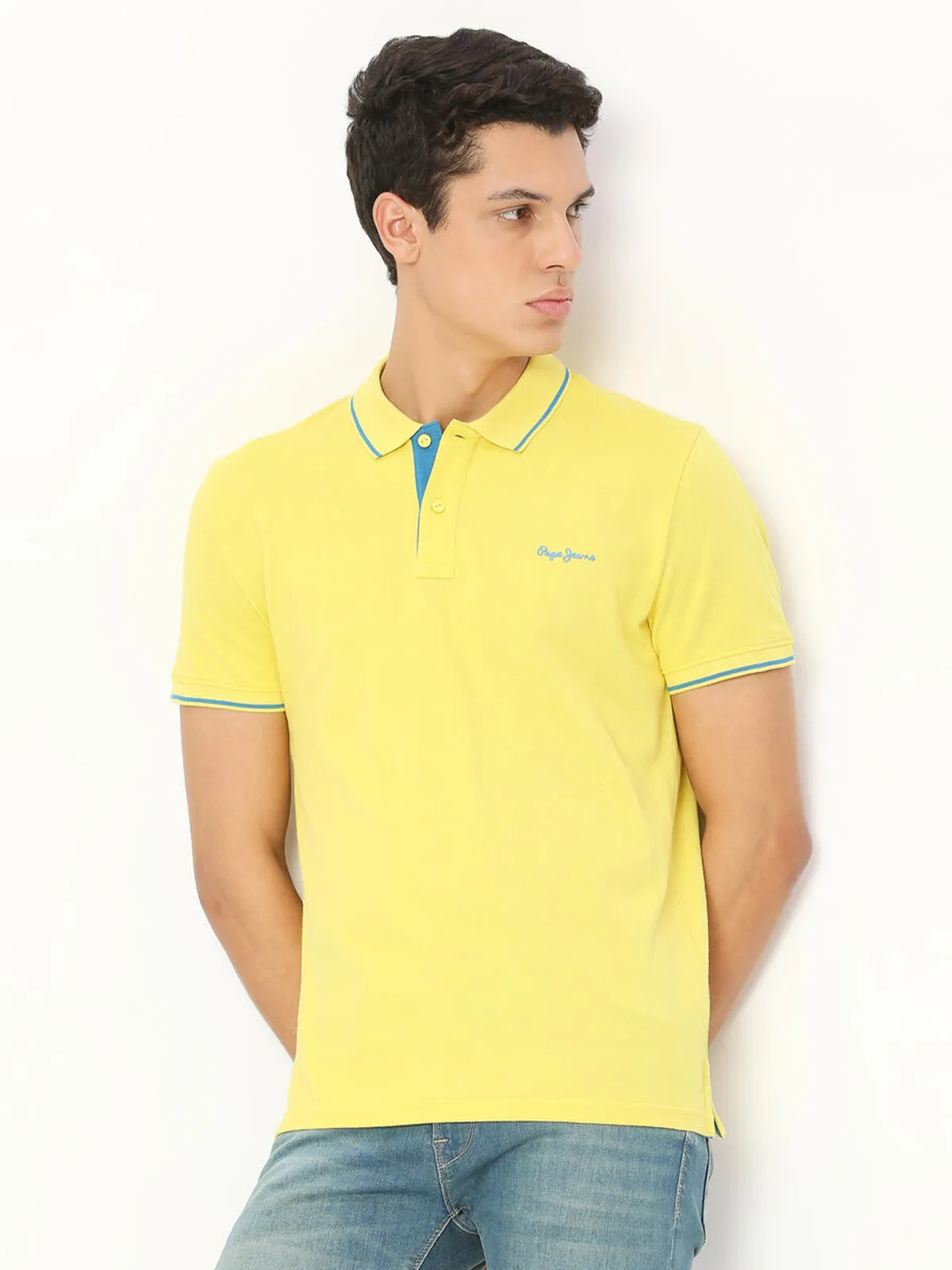 PEPE JEANS yellow polo t shirt G3 MTS18249 United States