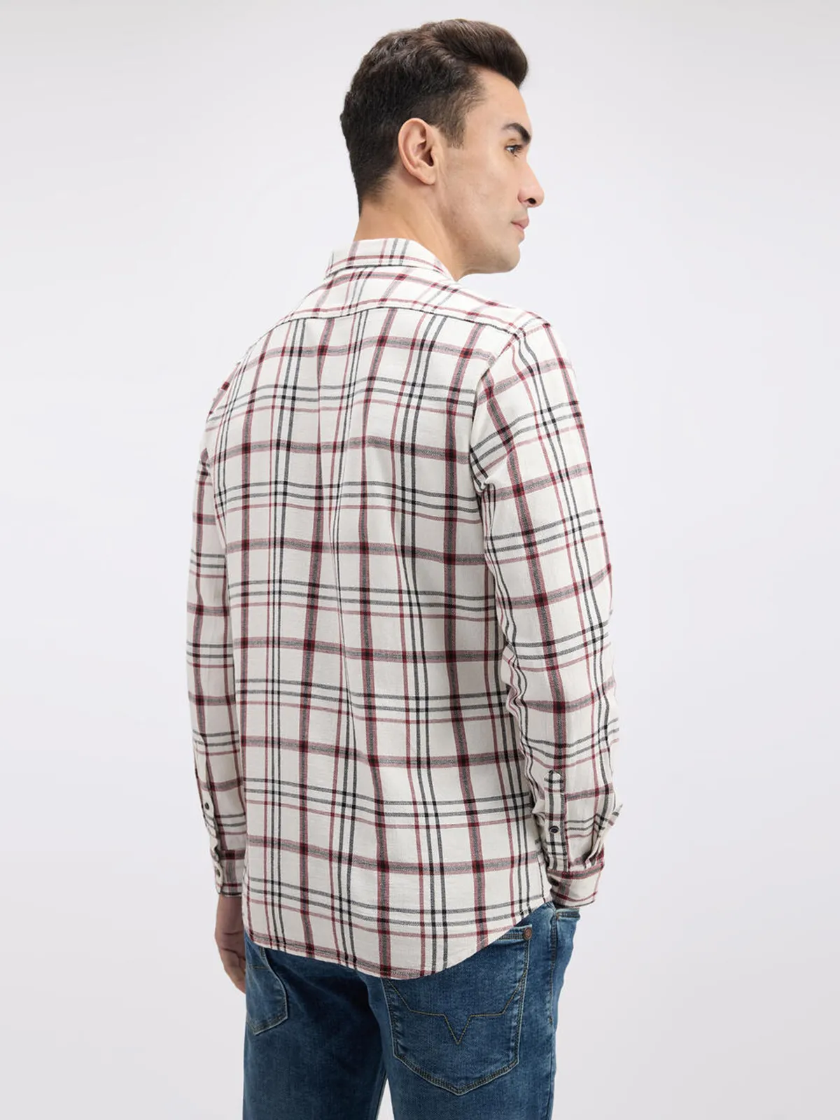 PEPE maroon and white flannel casual shirt