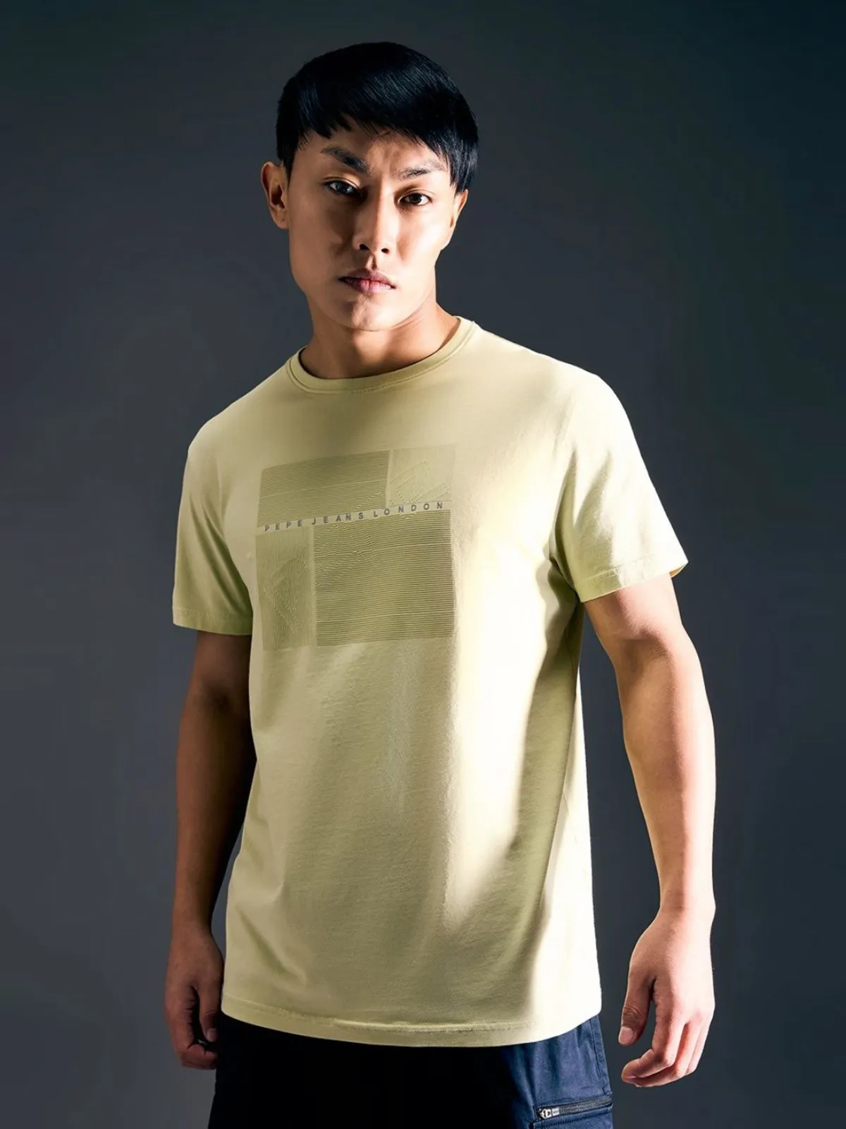 PEPE pista green cotton slim fit casual t-shirt