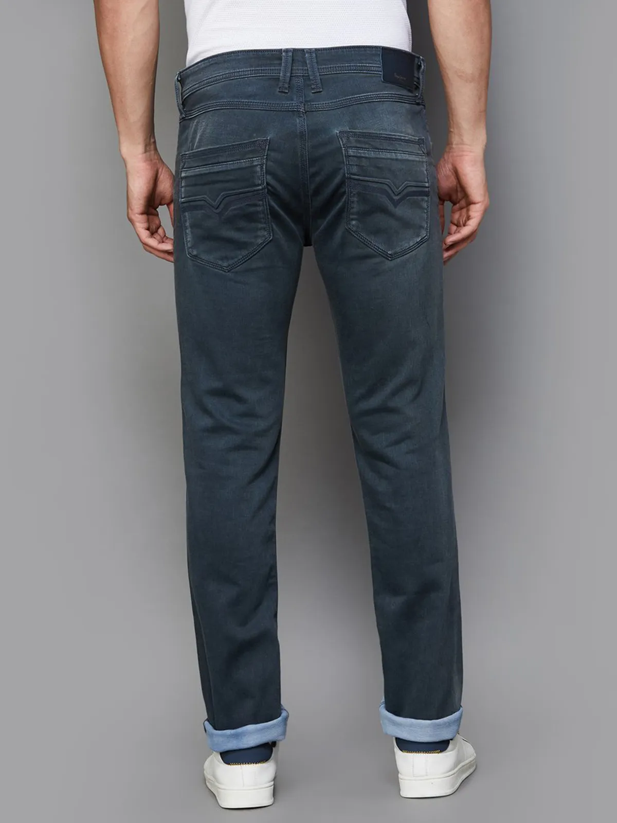 PEPE washed tint green slim fit denim jeans