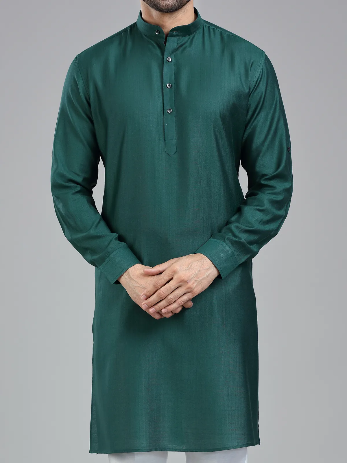 Pine green sober stylish kurta pajama set for men