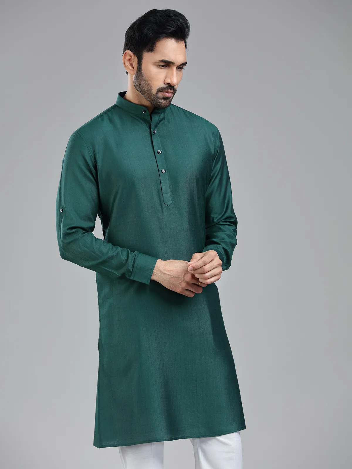 Pine green sober stylish kurta pajama set for men