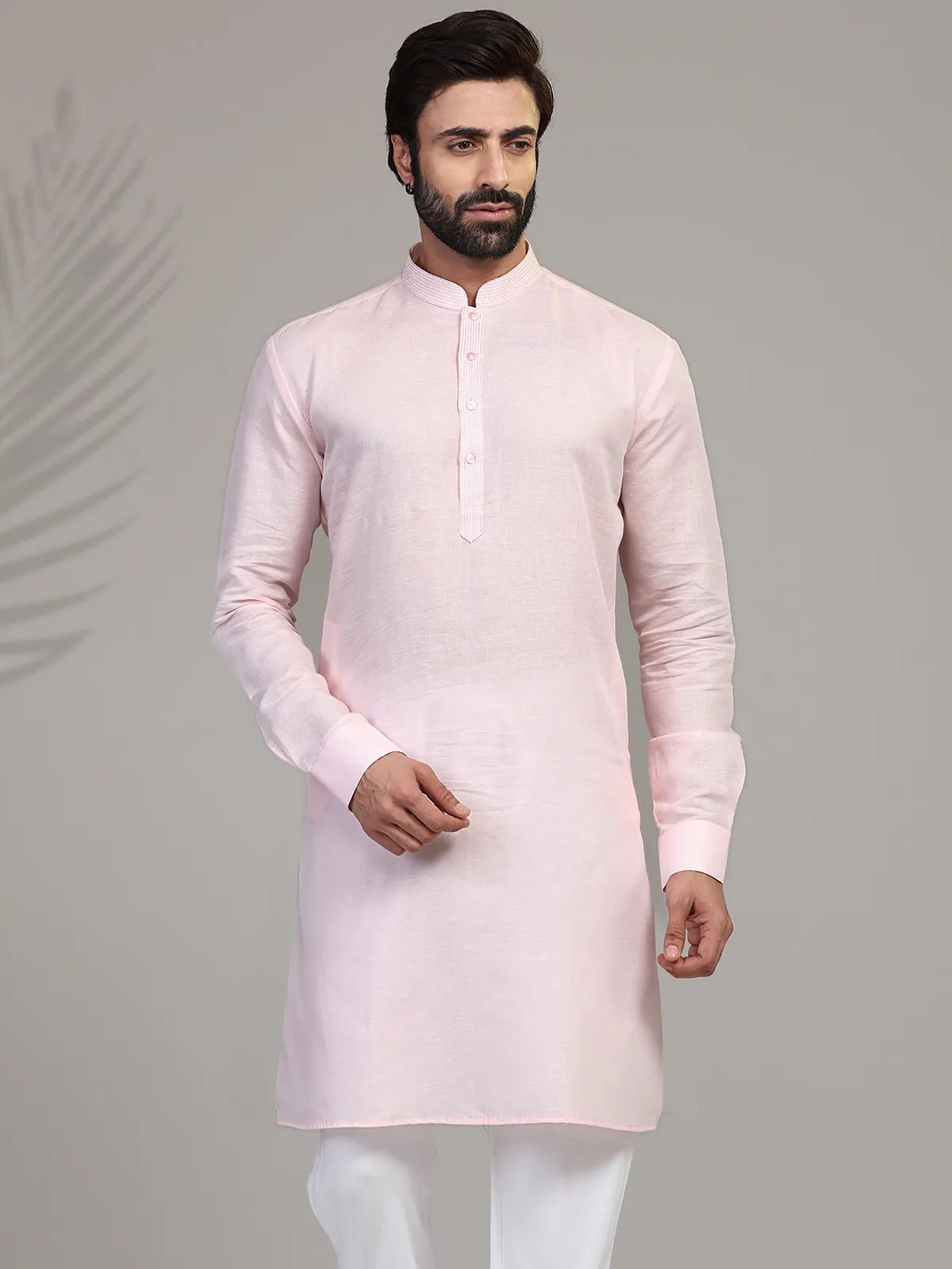 Pink cotton kurta for festive wear