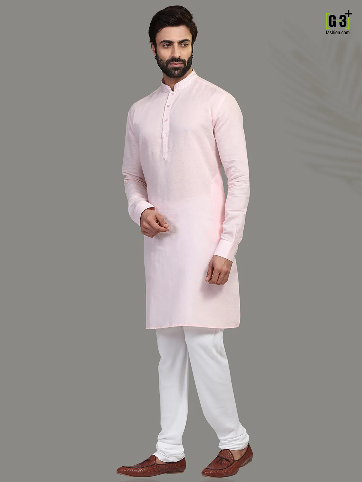 Pink cotton kurta suit festive wear