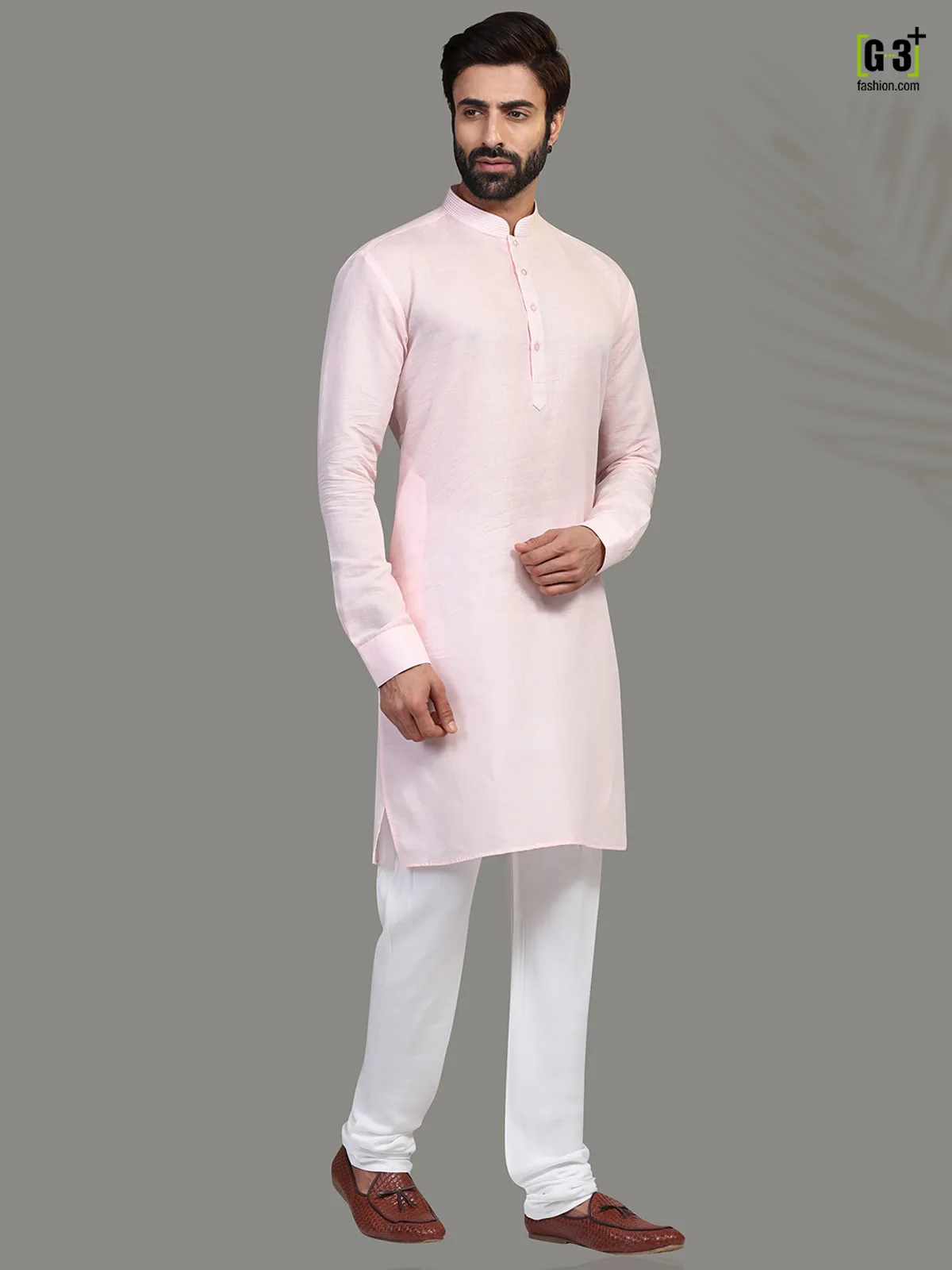 Pink cotton kurta suit festive wear