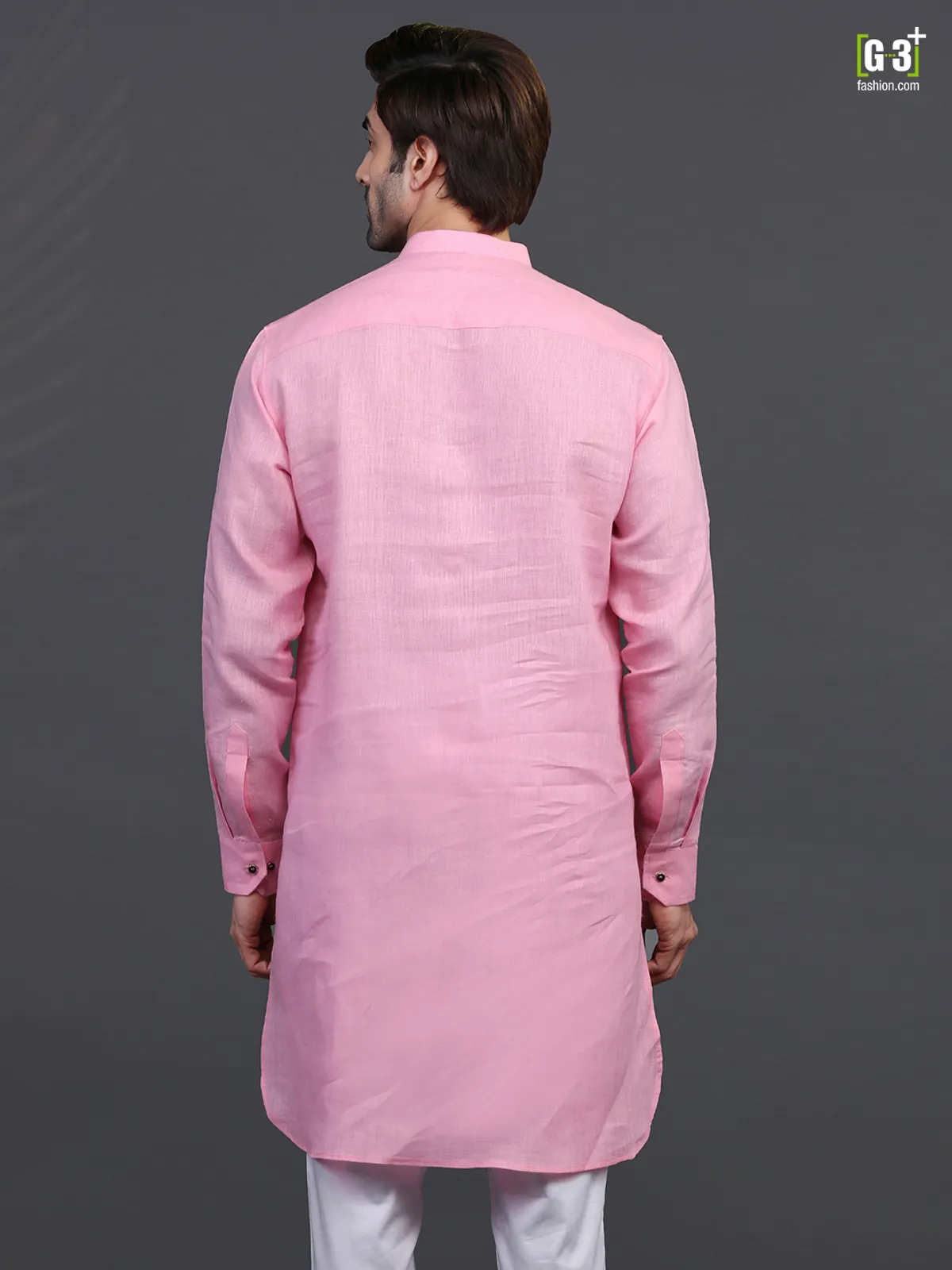 Pink linen mens kurta for festive days