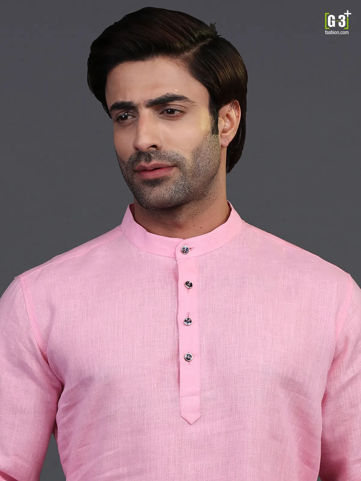 Pink linen mens kurta suit for festive days
