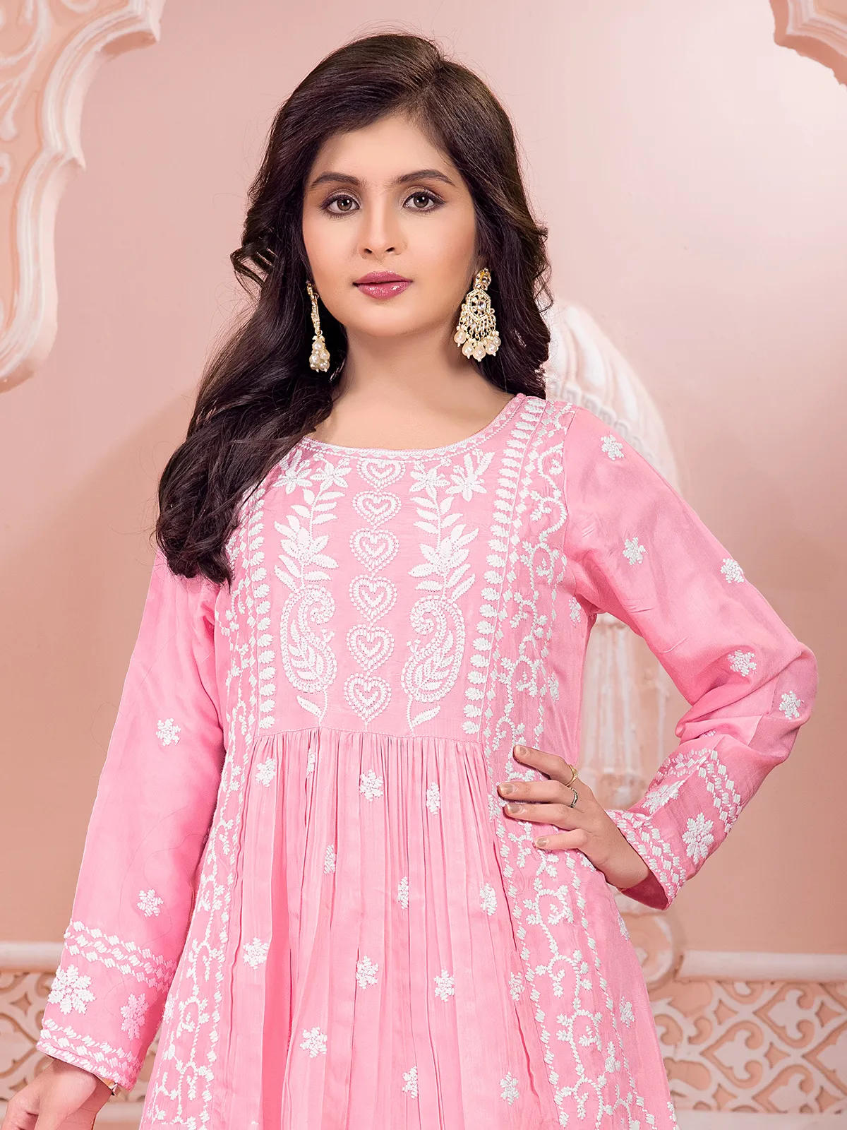 Pink pakistani style silk salwar suit-G3-GSS3475
