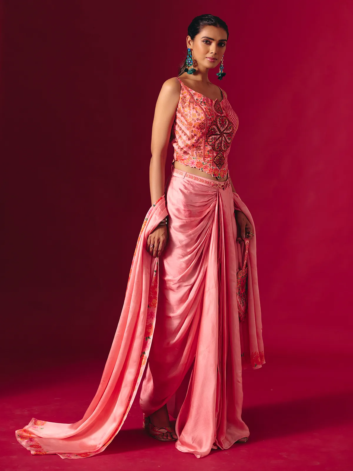 indo western party wear dresses for ladies What Is an Indo-Western Dress? A Guide to Fusion Fashion Flaunt modern elegance in this pink satin silk indo western suit Women's Indo-Western Palkhi Fashion: Trendy