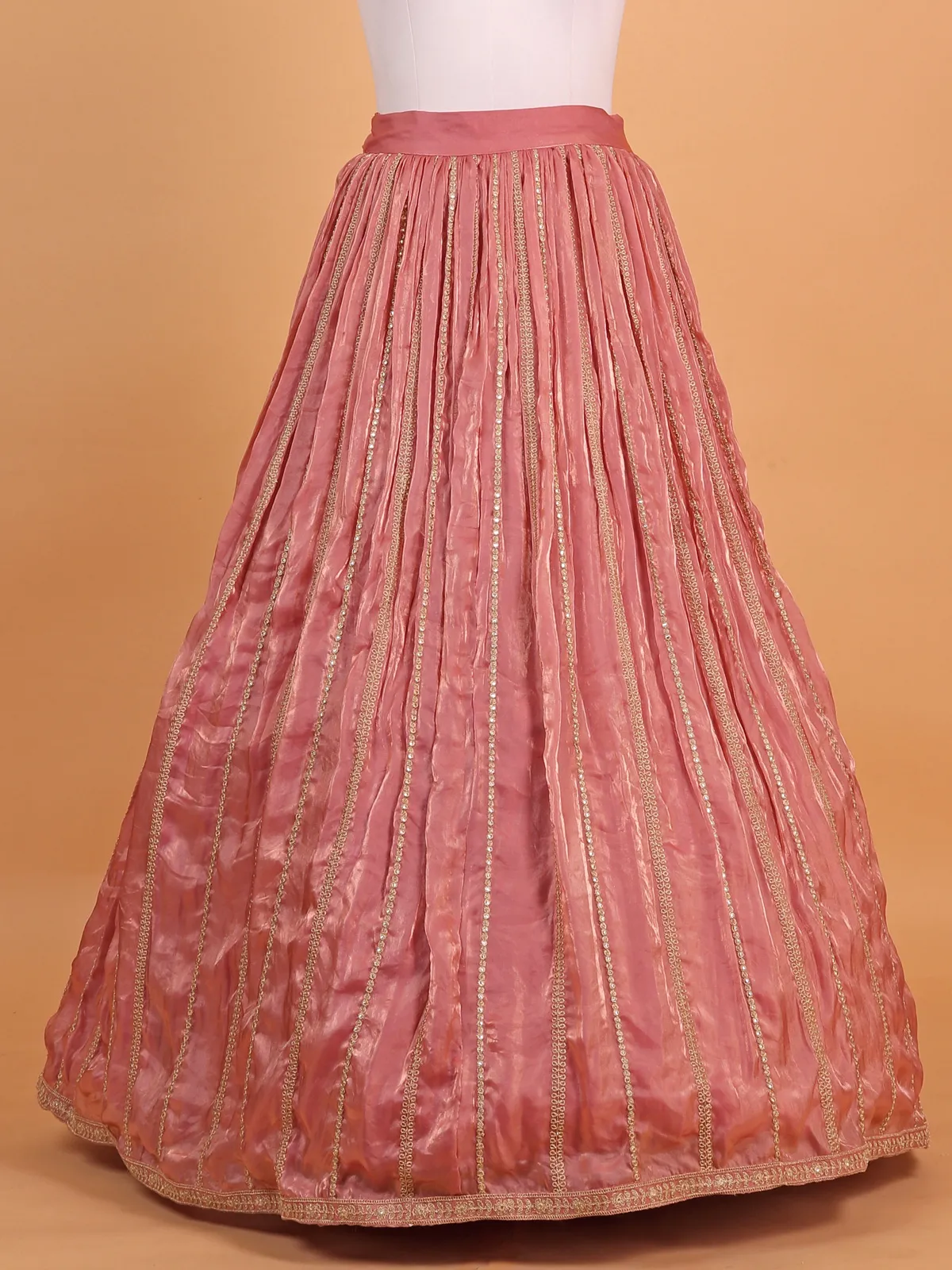 Pink silk lehenga choli for wedding wear with resham work