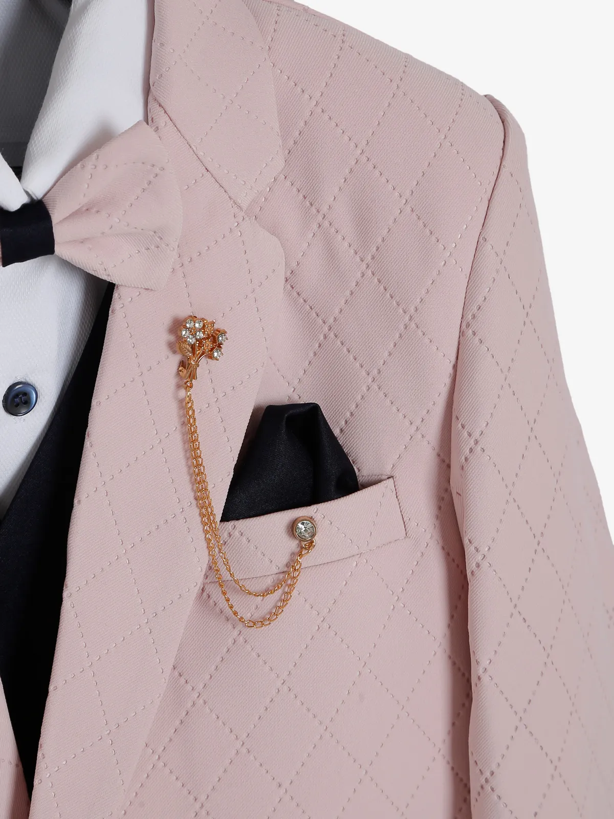 Pink terry rayon checks coat suit