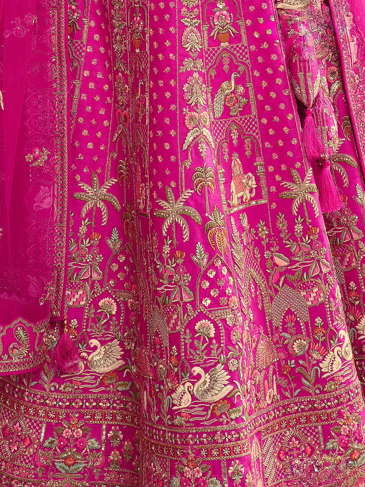 Pink wedding wear silk bridal lehenag choli