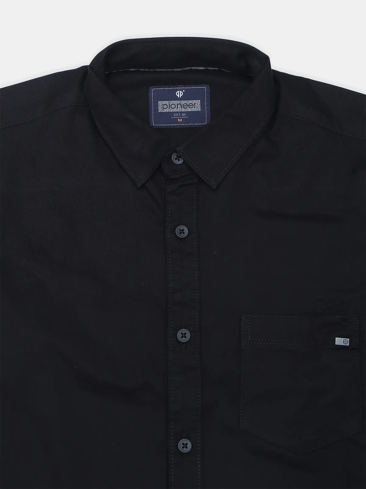 Pioneer black hued cotton casual wear shirt