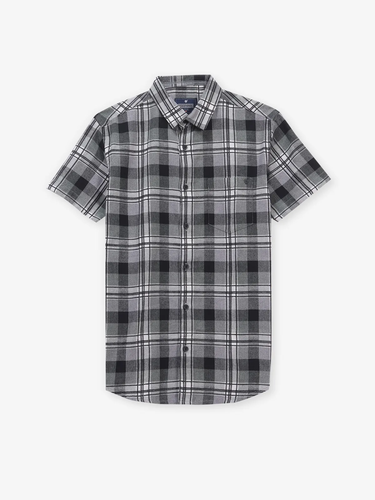 PIONEER black shirt with check pattern