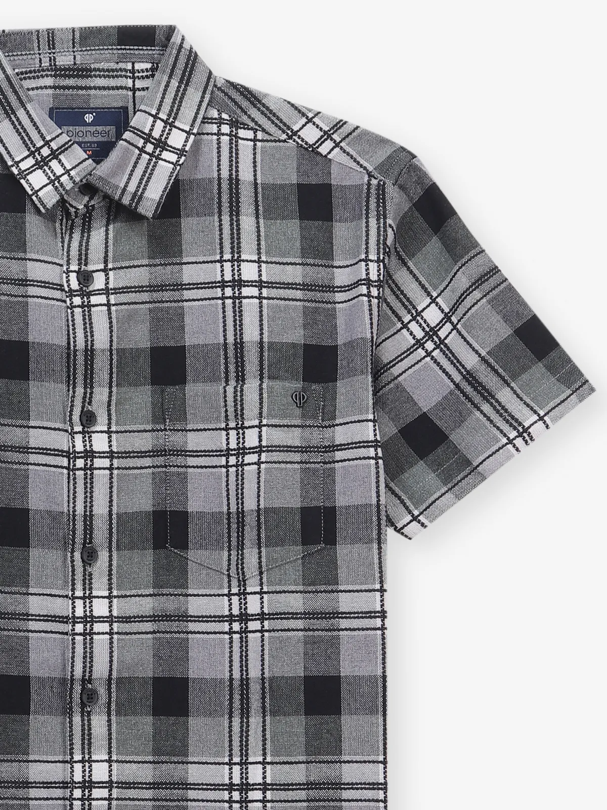 PIONEER black shirt with check pattern