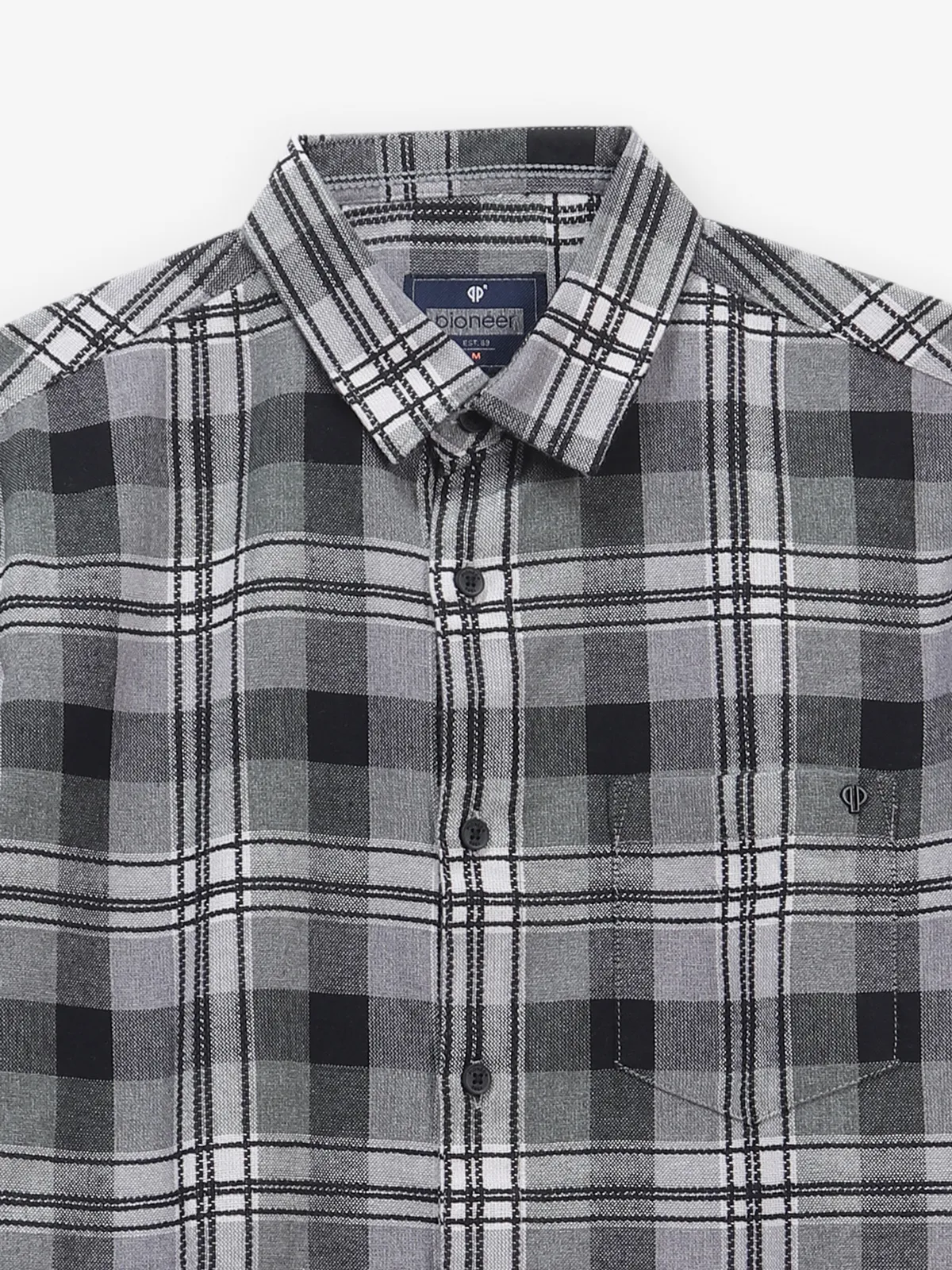 PIONEER black shirt with check pattern
