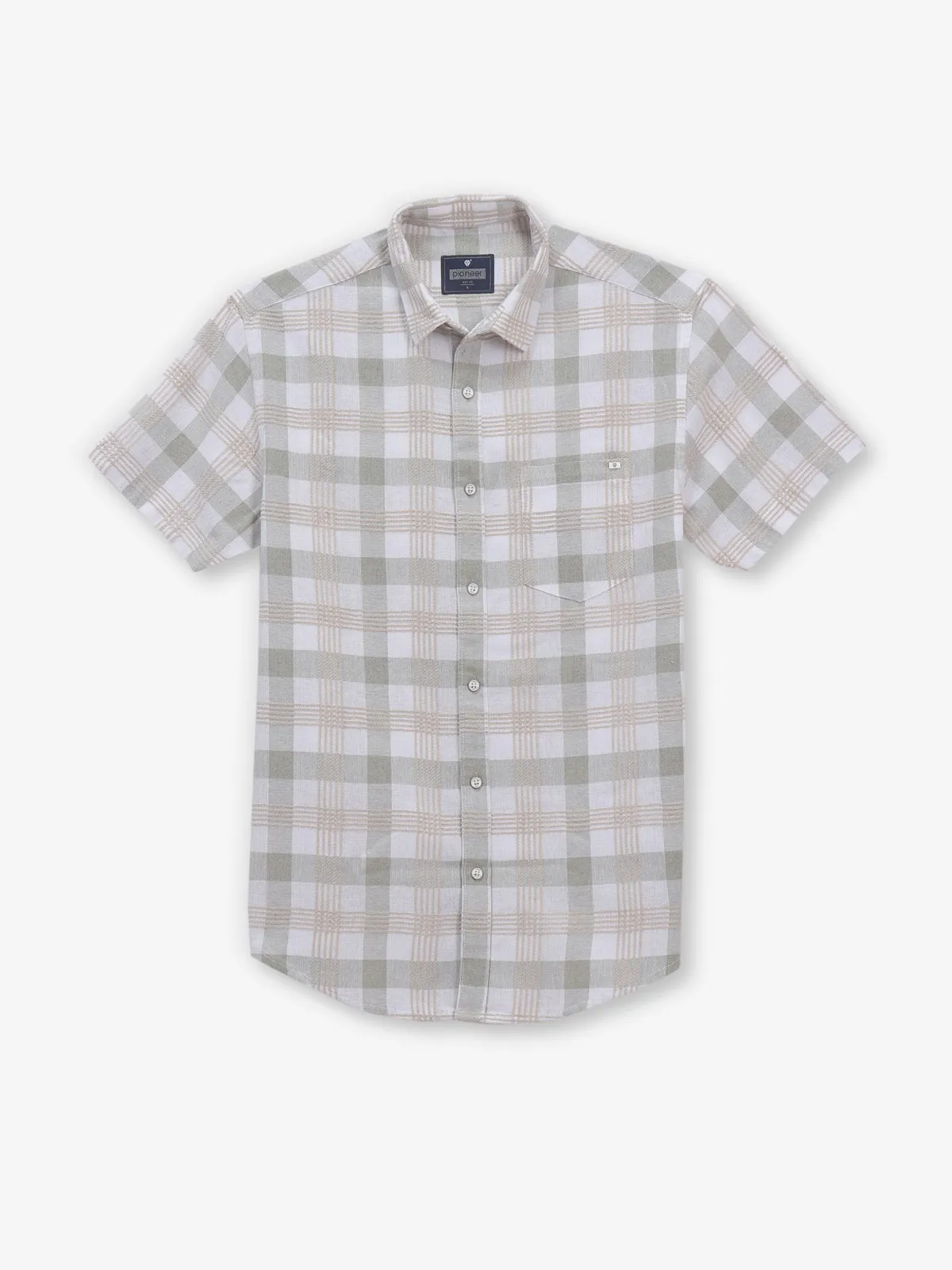 PIONEER checks white cotton shirt
